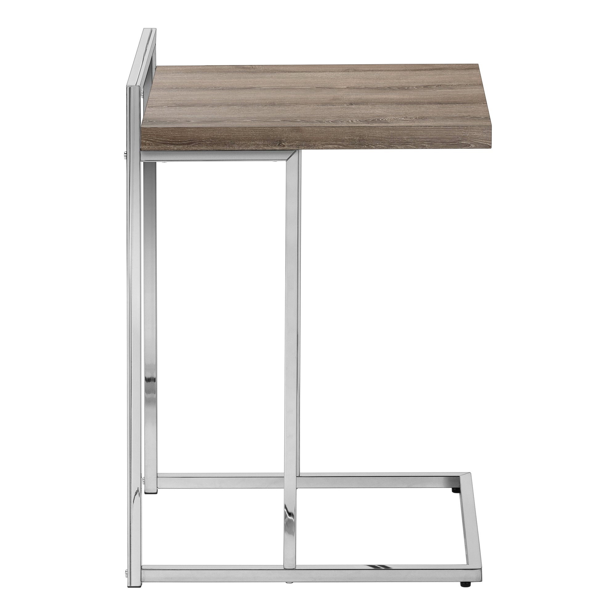 TABLE D'APPOINT - 25"H / TAUPE FONCÉ / MÉTAL CHROME #I 3638