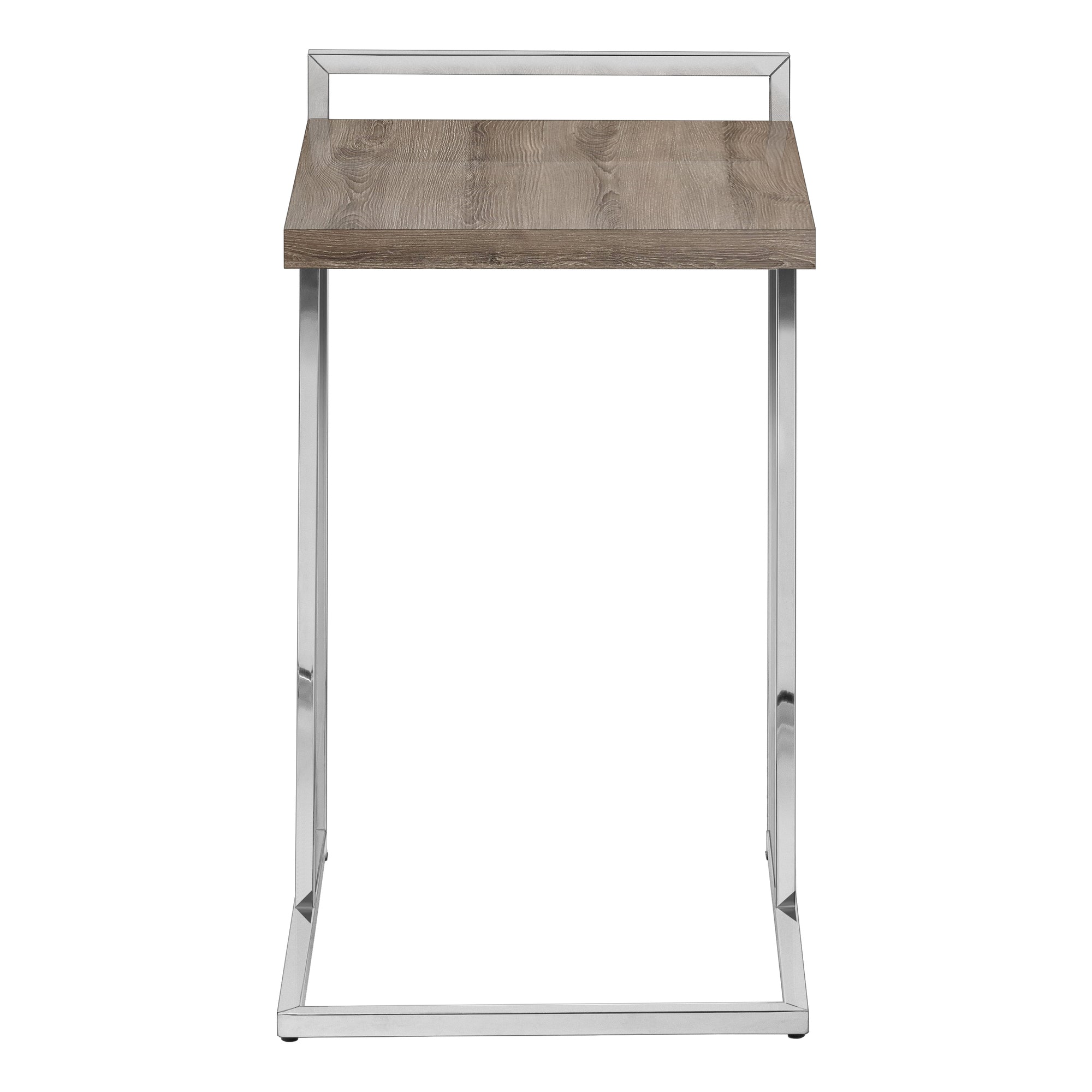 TABLE D'APPOINT - 25"H / TAUPE FONCÉ / MÉTAL CHROME #I 3638