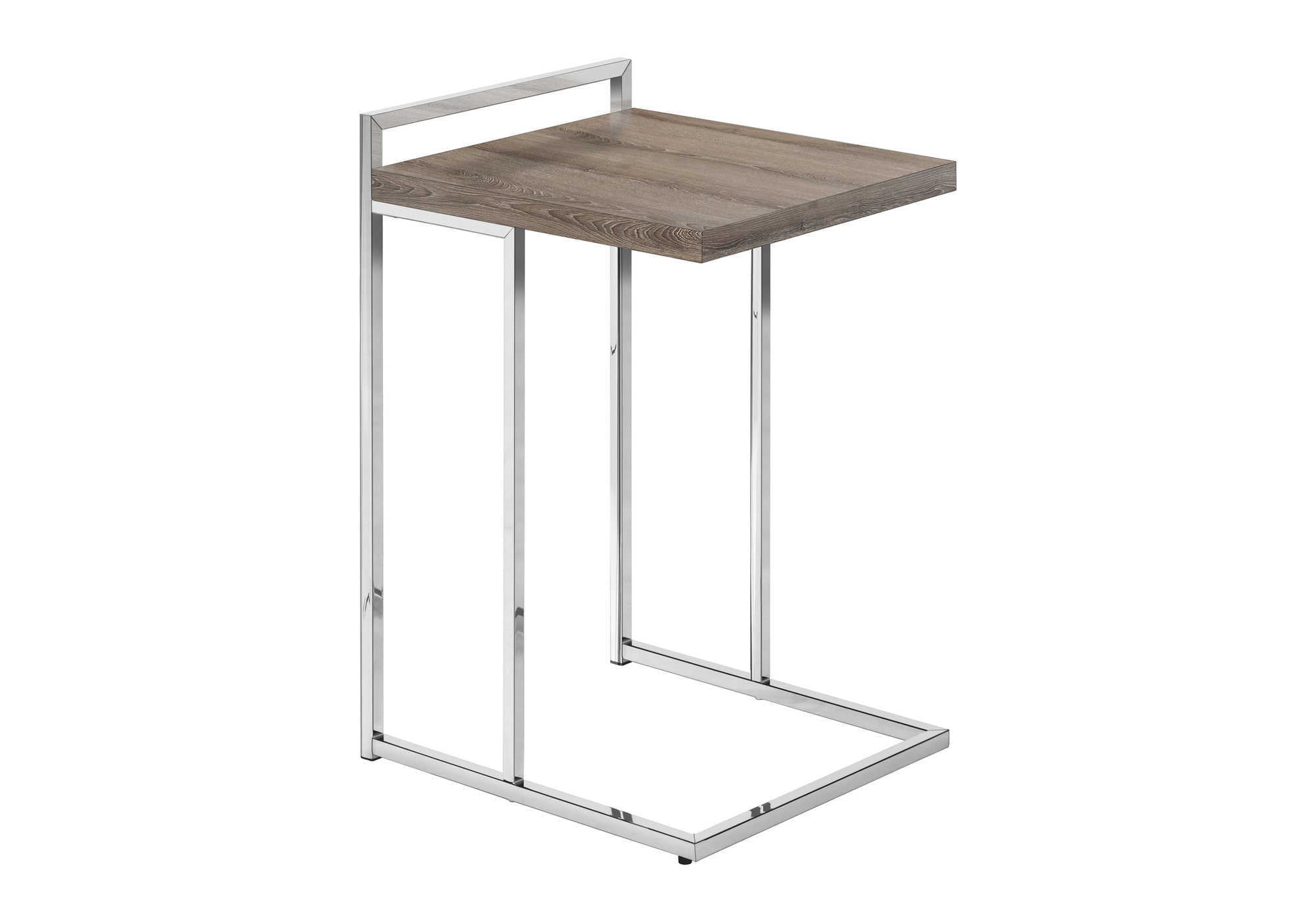 TABLE D'APPOINT - 25"H / TAUPE FONCÉ / MÉTAL CHROME #I 3638