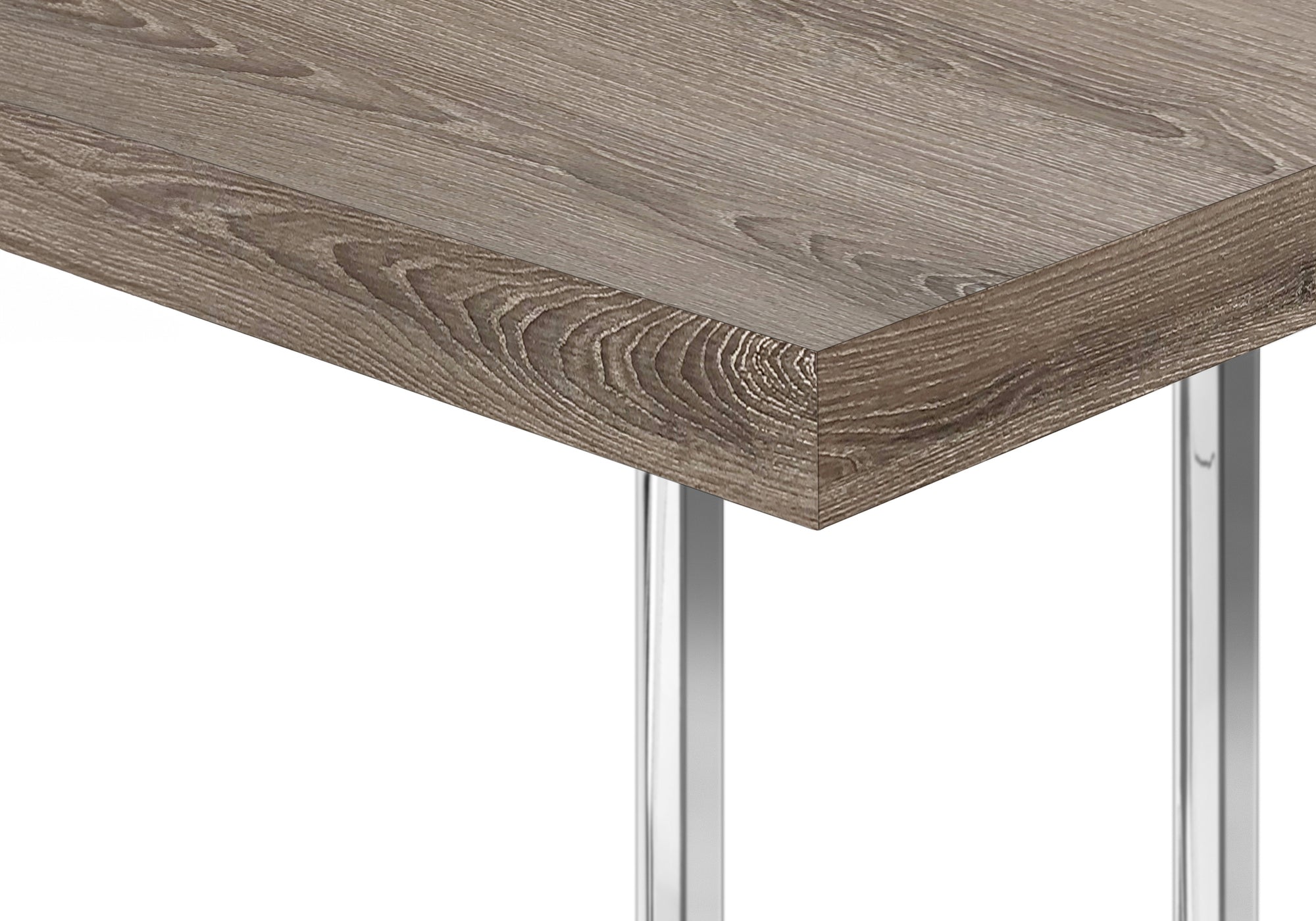 TABLE D'APPOINT - 25"H / TAUPE FONCÉ / MÉTAL CHROME #I 3638