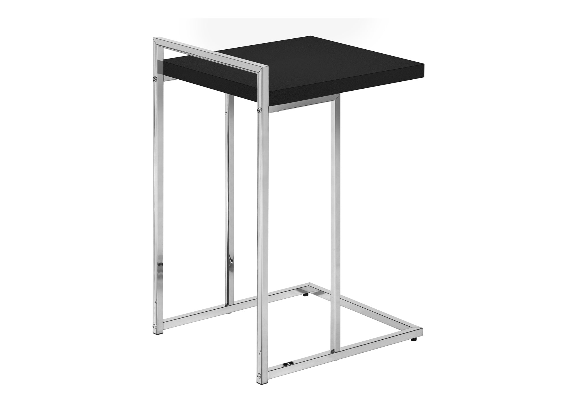 TABLE D'APPOINT - 25"H / NOIR / MÉTAL CHROME #I 3640