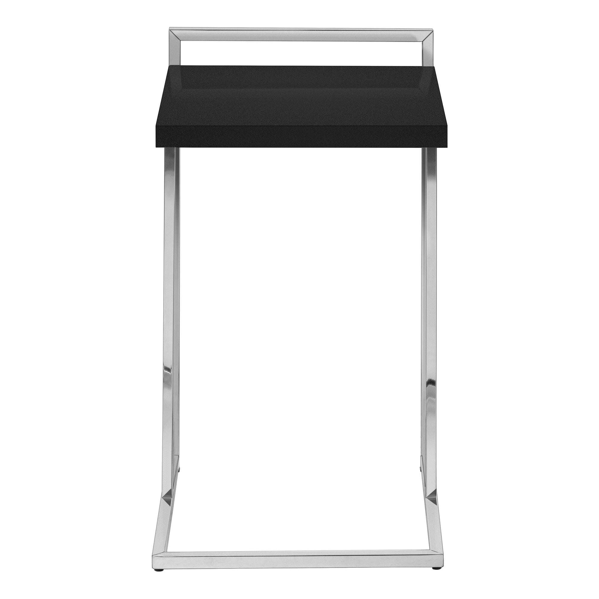 TABLE D'APPOINT - 25"H / NOIR / MÉTAL CHROME #I 3640