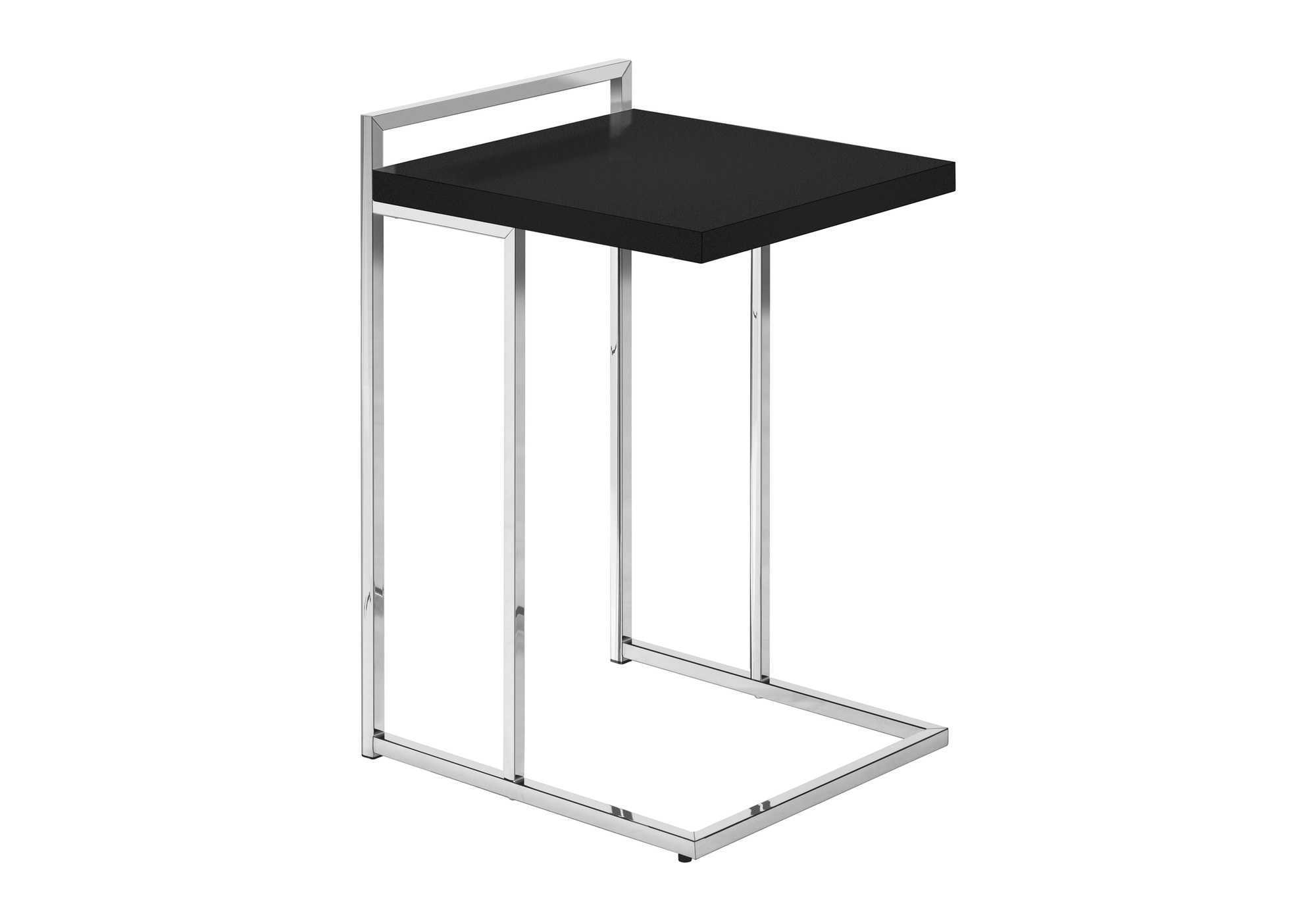 TABLE D'APPOINT - 25"H / NOIR / MÉTAL CHROME #I 3640