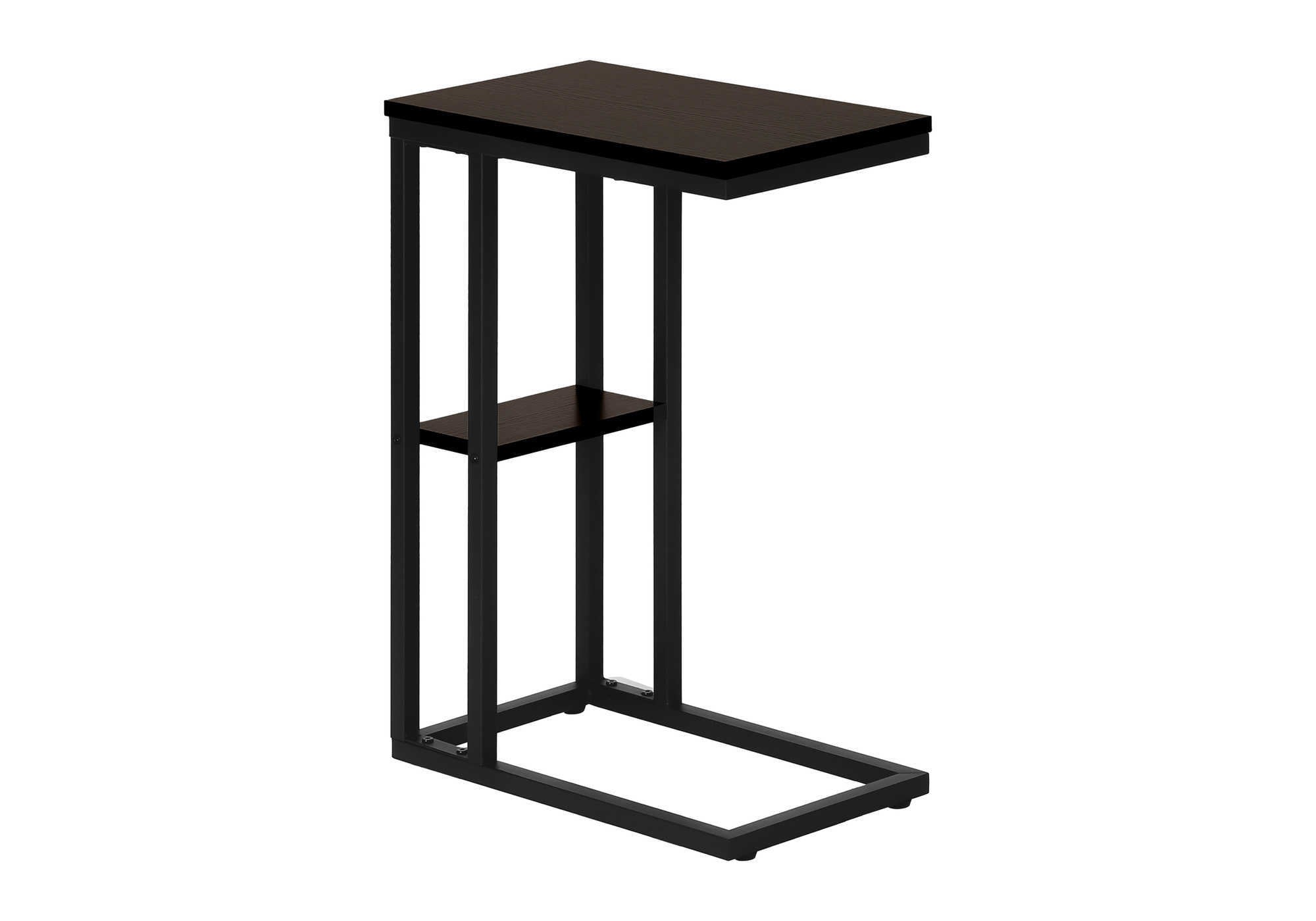 TABLE D'APPOINT - 25"H / ESPRESSO / MÉTAL NOIR #I 3670