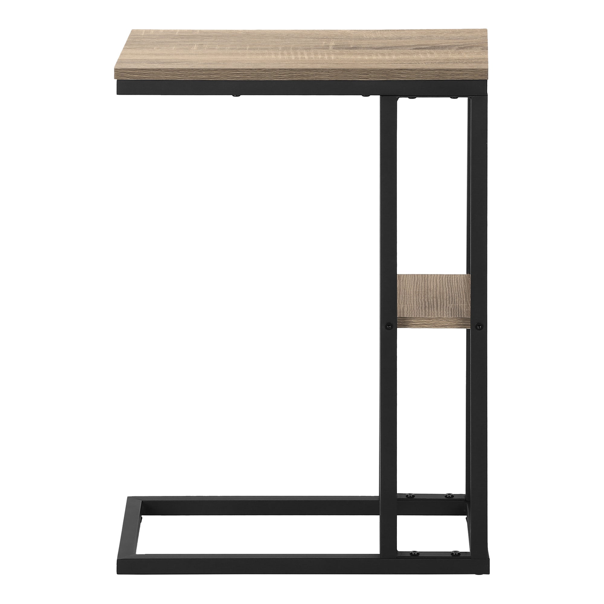 TABLE D'APPOINT - 25"H / TAUPE FONCÉ / MÉTAL NOIR #I 3672