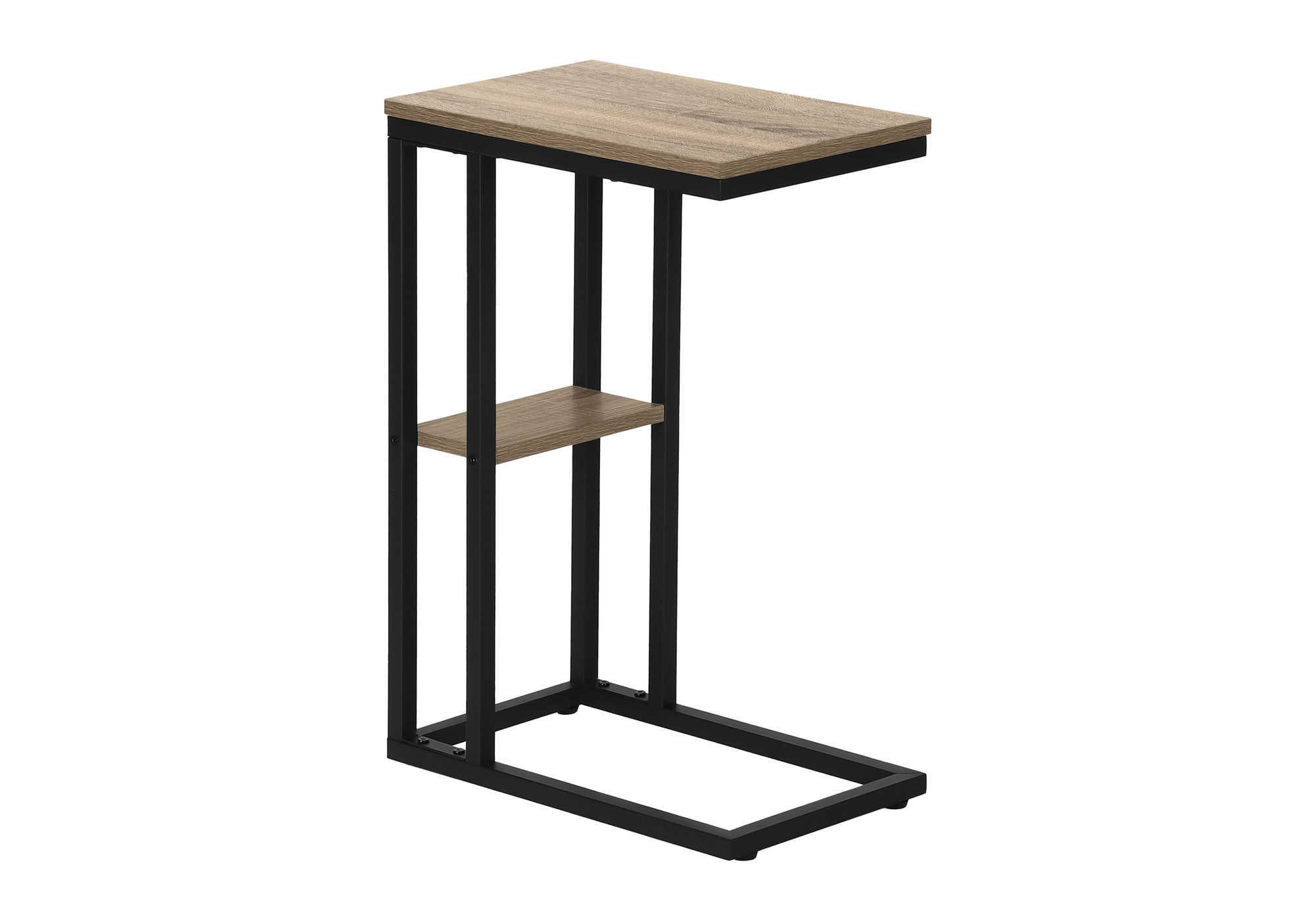 TABLE D'APPOINT - 25"H / TAUPE FONCÉ / MÉTAL NOIR #I 3672