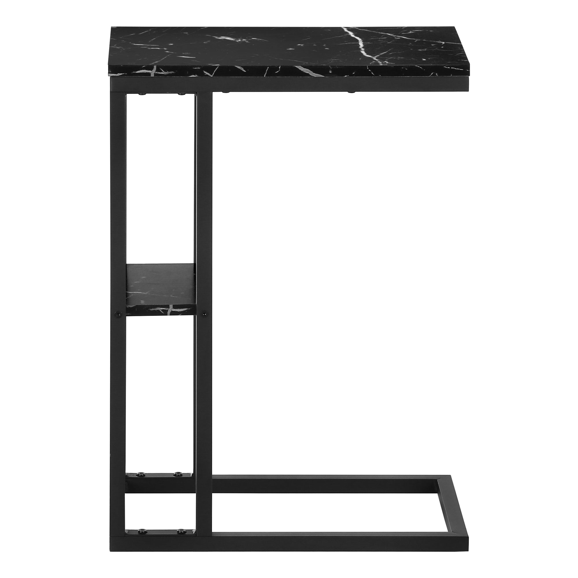 TABLE D'APPOINT - 25"H / MARBRE NOIR / MÉTAL NOIR #I 3674