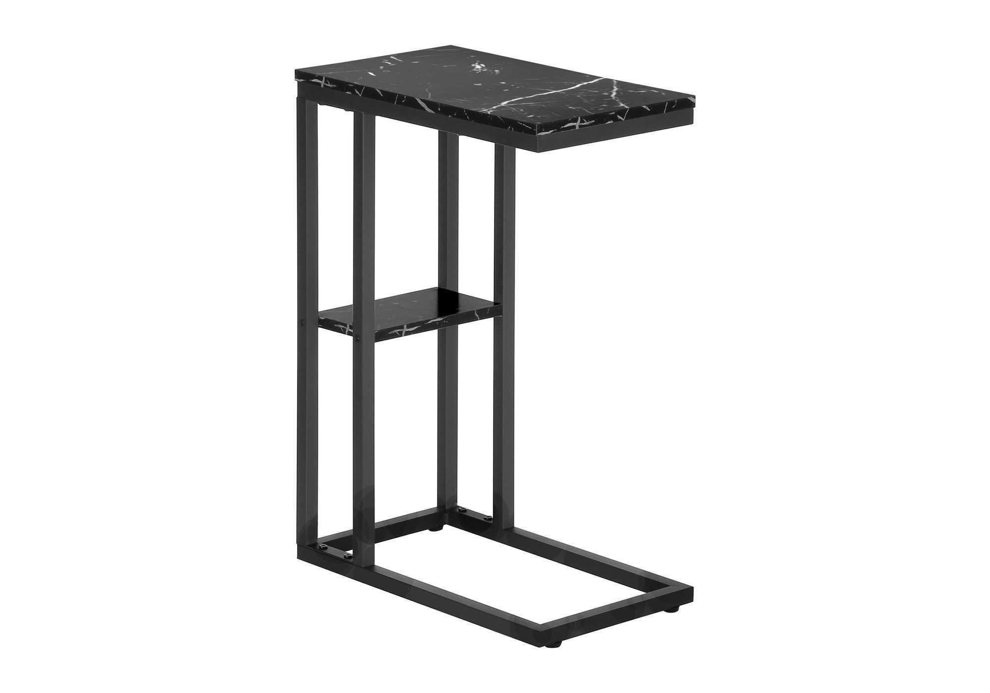 NIGHTSTAND - 25"H / BLACK MARBLE / BLACK METAL #I 3674