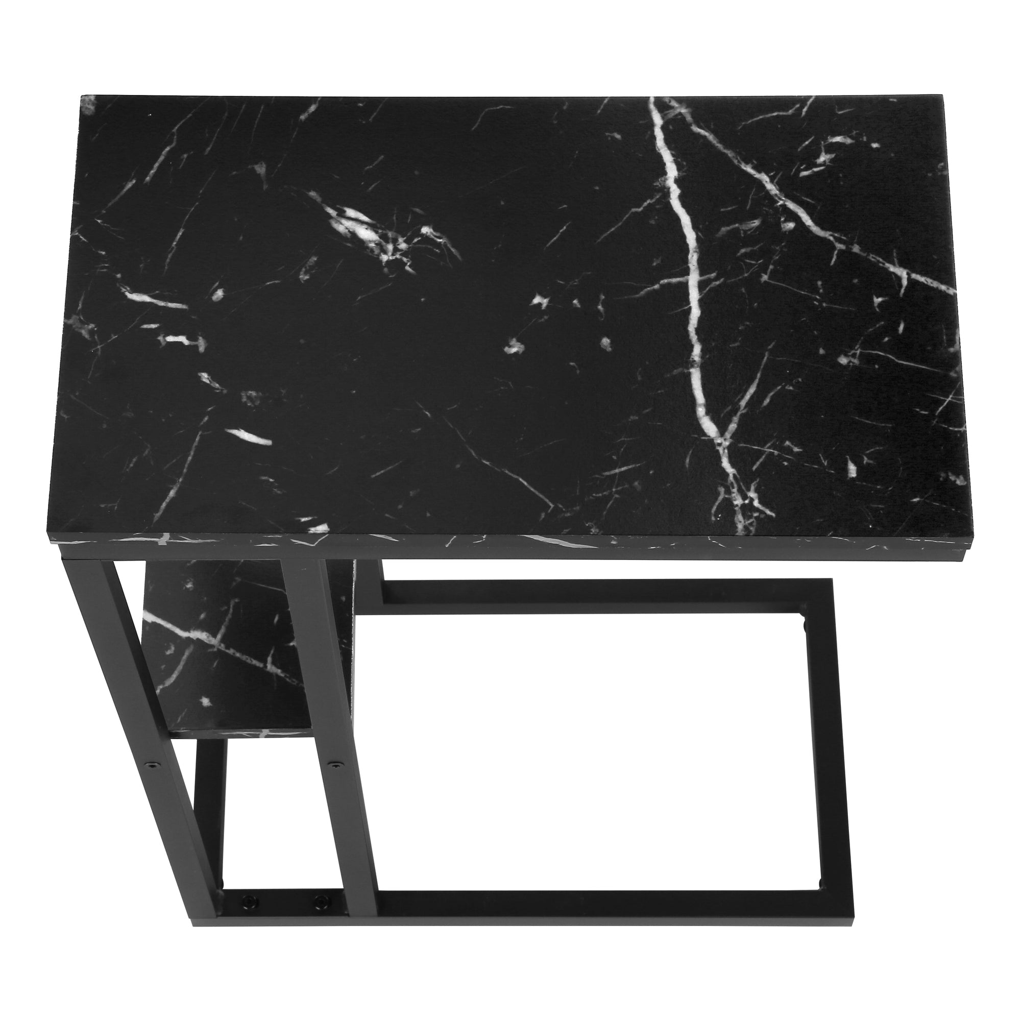 NIGHTSTAND - 25"H / BLACK MARBLE / BLACK METAL #I 3674