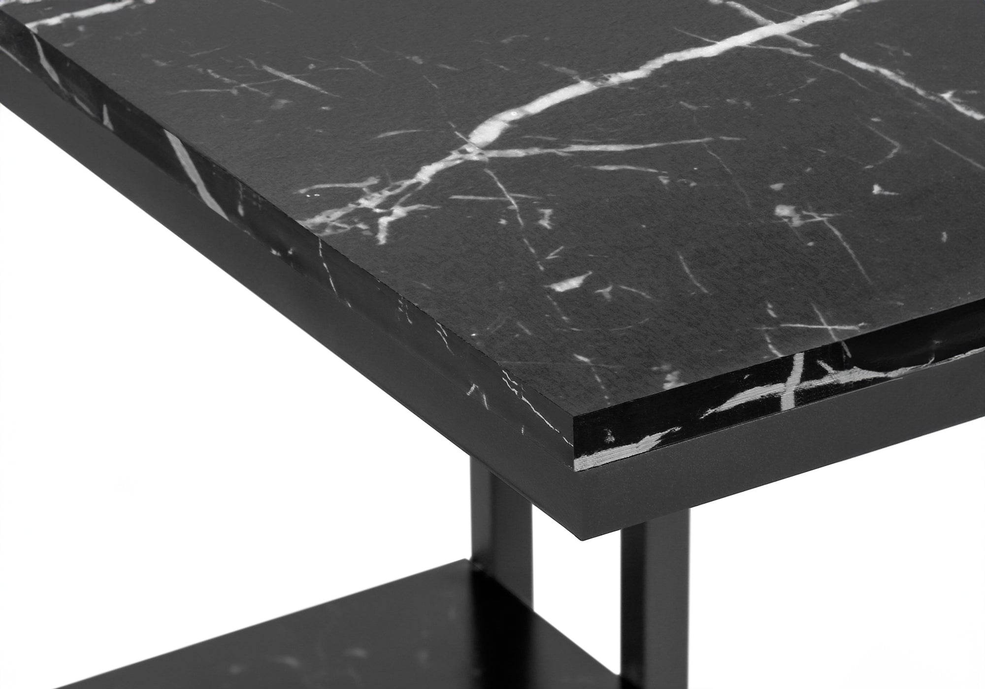 NIGHTSTAND - 25"H / BLACK MARBLE / BLACK METAL #I 3674