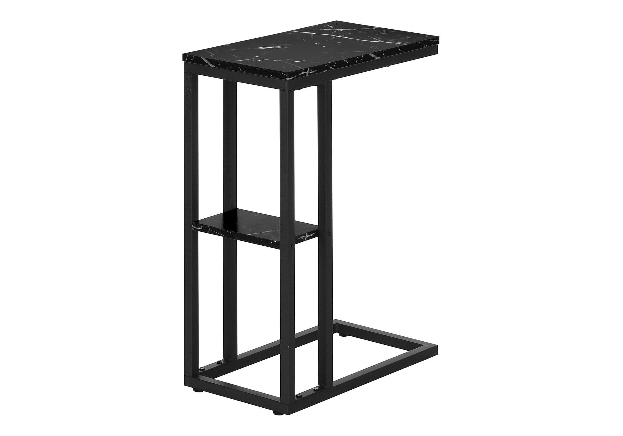 NIGHTSTAND - 25"H / BLACK MARBLE / BLACK METAL #I 3674