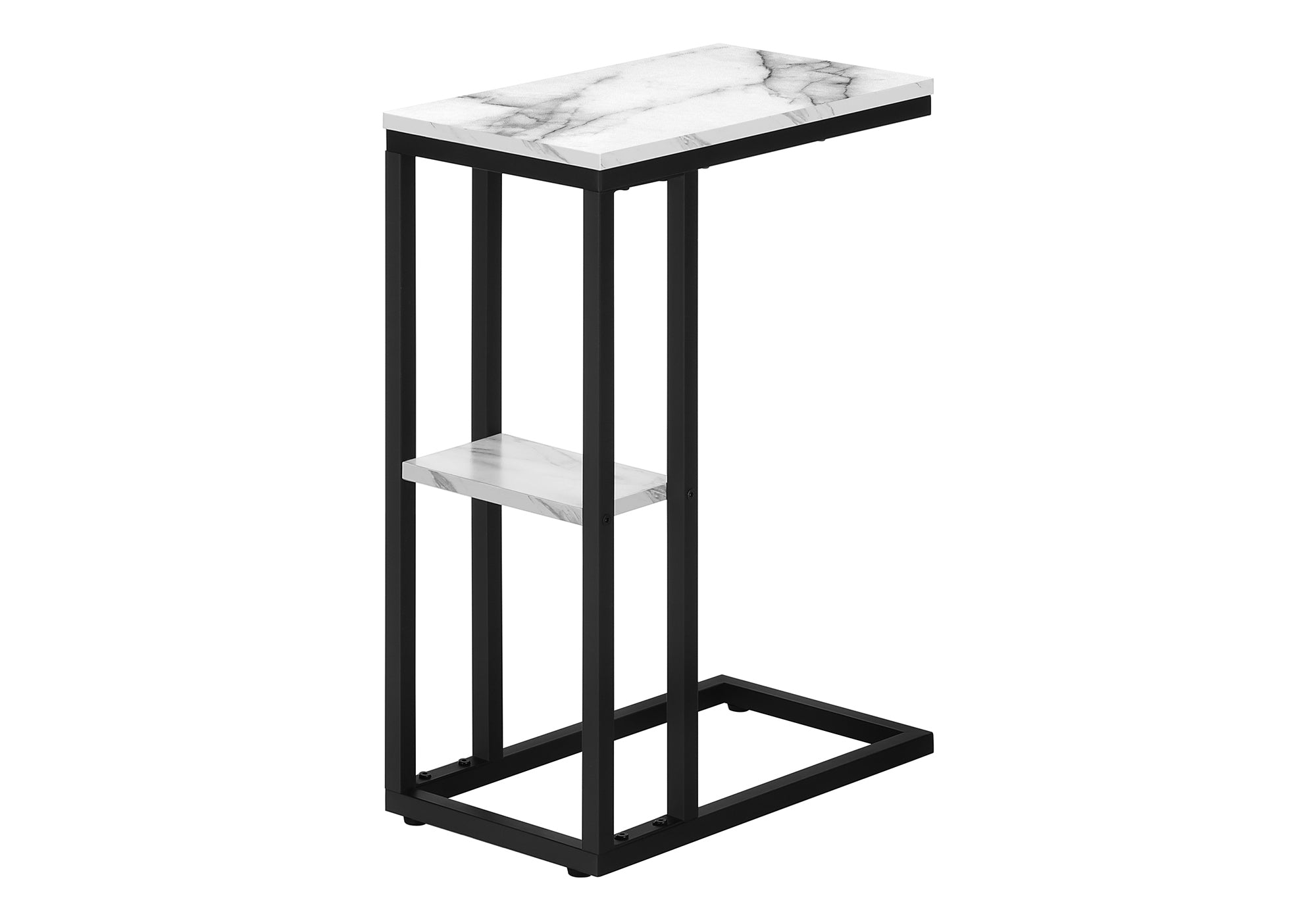 TABLE D'APPOINT - 25"H / MARBRE BLANC / MÉTAL NOIR #I 3675