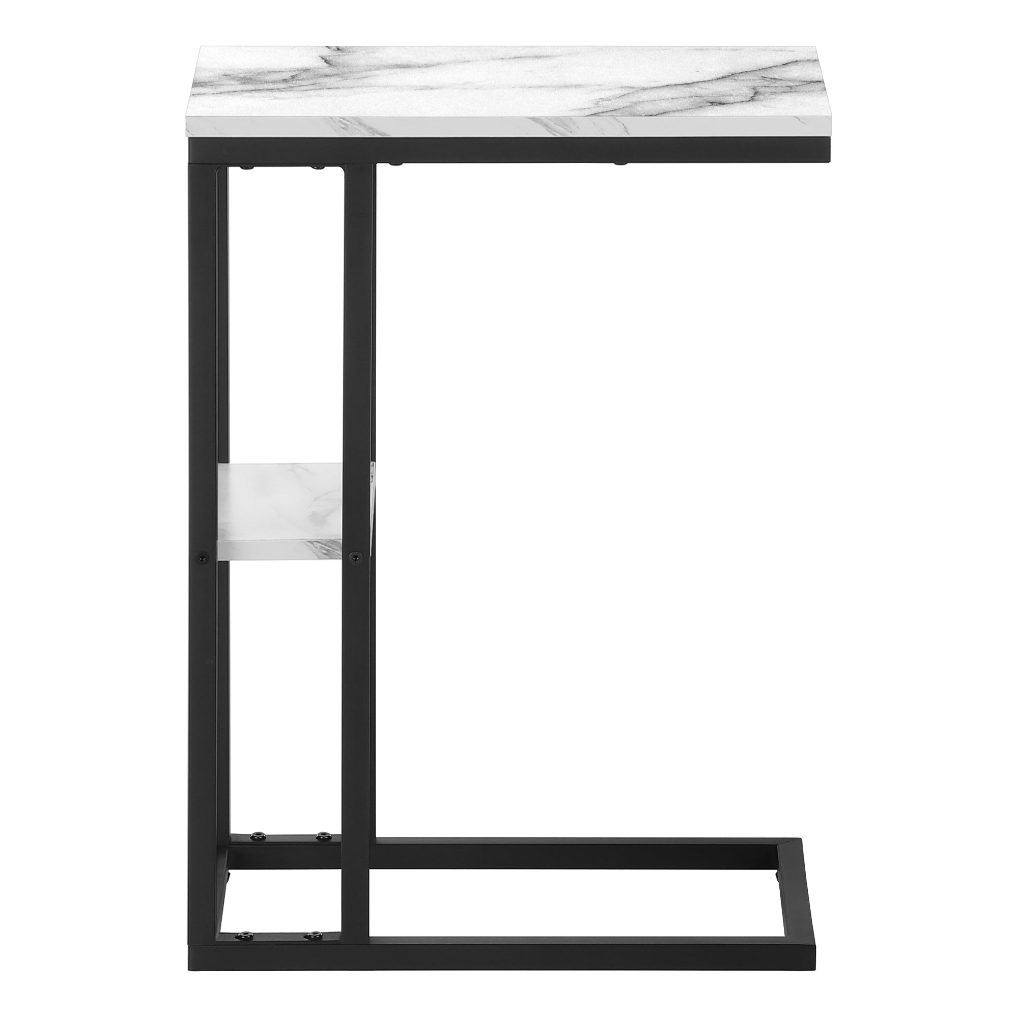 TABLE D'APPOINT - 25"H / MARBRE BLANC / MÉTAL NOIR #I 3675