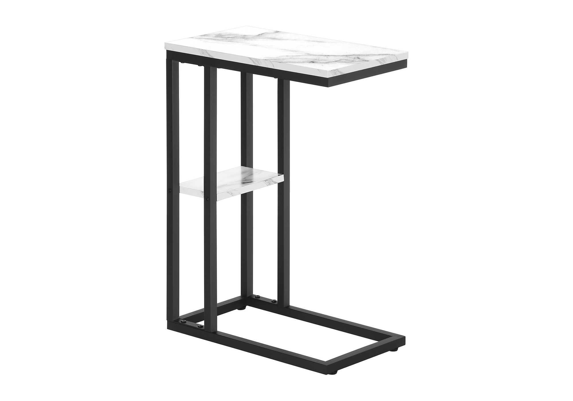 TABLE D'APPOINT - 25"H / MARBRE BLANC / MÉTAL NOIR #I 3675