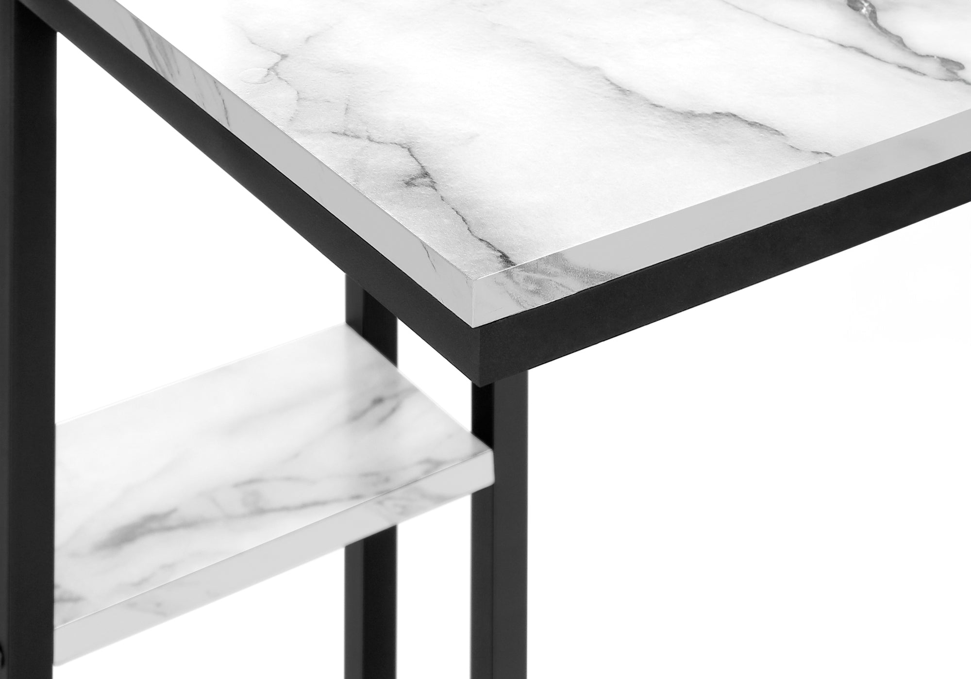 TABLE D'APPOINT - 25"H / MARBRE BLANC / MÉTAL NOIR #I 3675