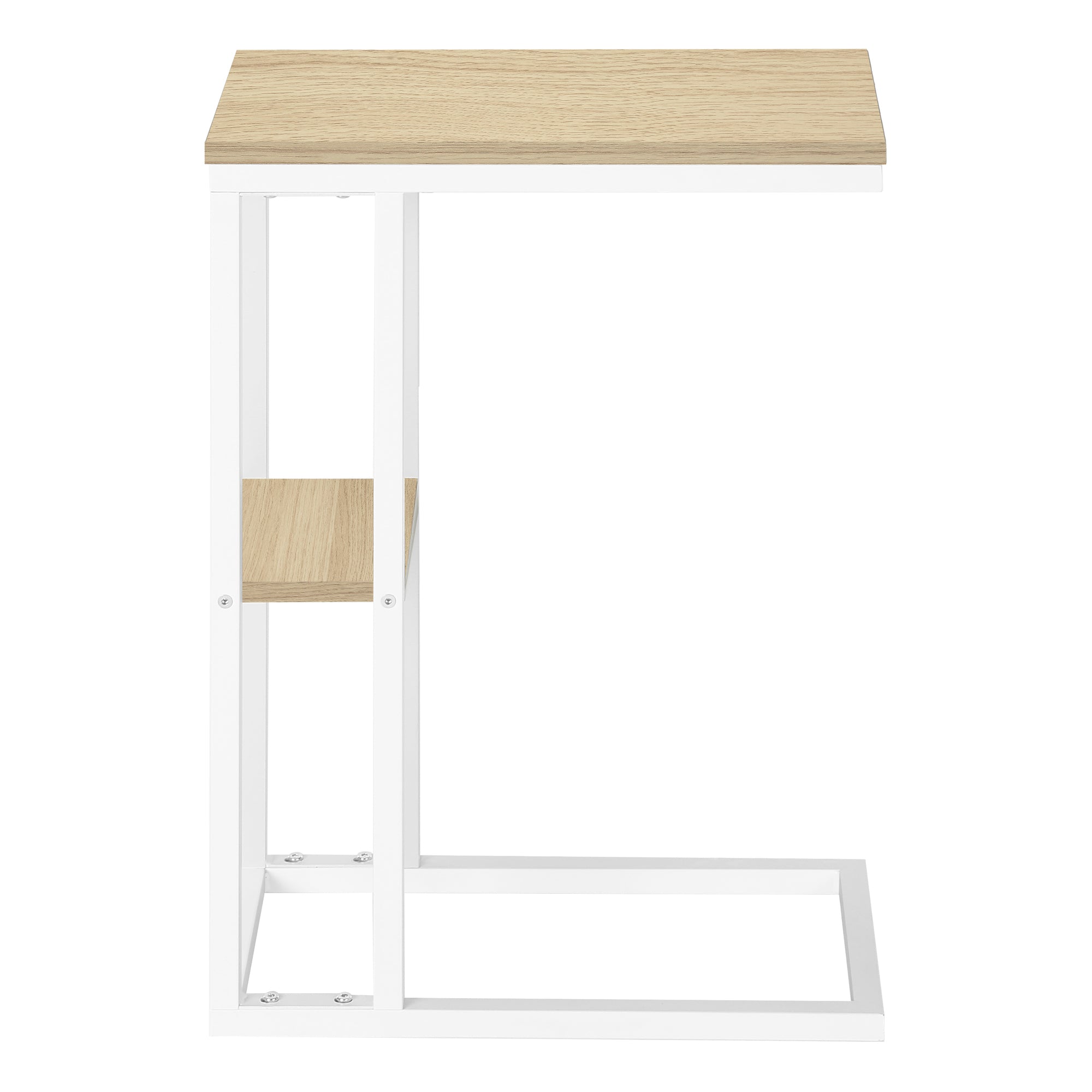 TABLE D'APPOINT - 25"H / NATUREL / MÉTAL BLANC #I 3677