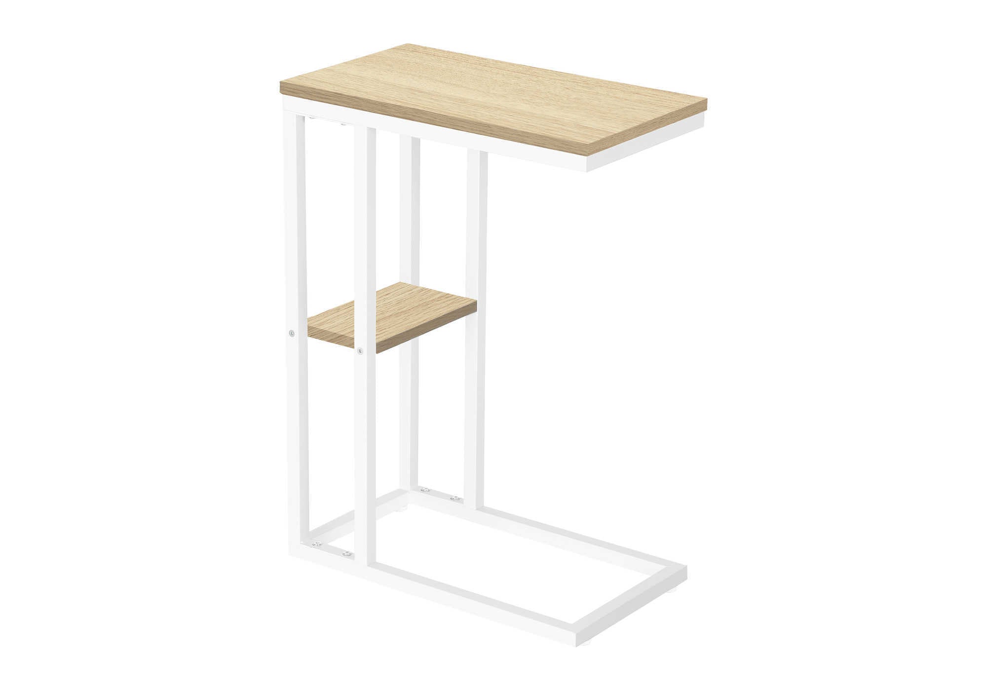 TABLE D'APPOINT - 25"H / NATUREL / MÉTAL BLANC #I 3677