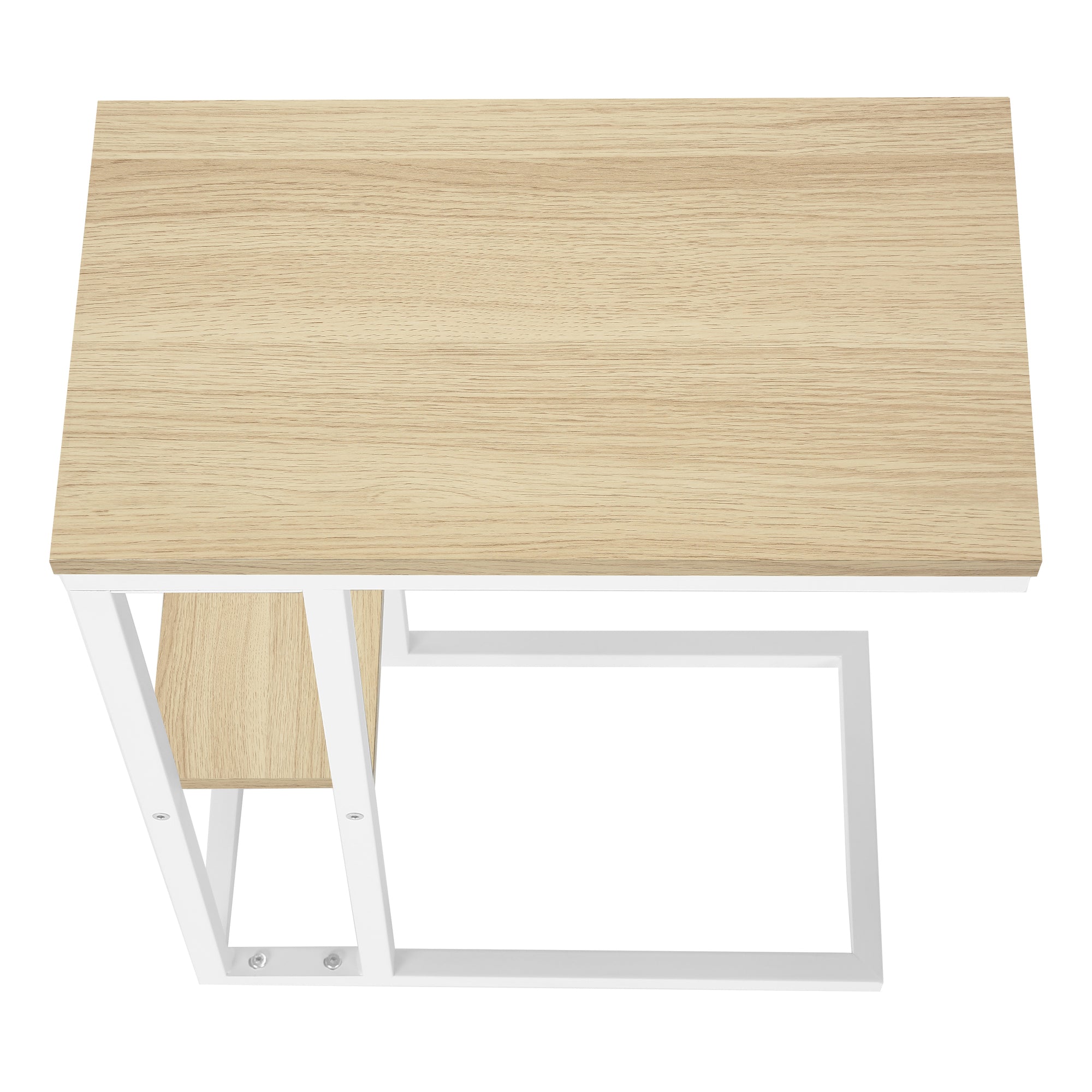 TABLE D'APPOINT - 25"H / NATUREL / MÉTAL BLANC #I 3677