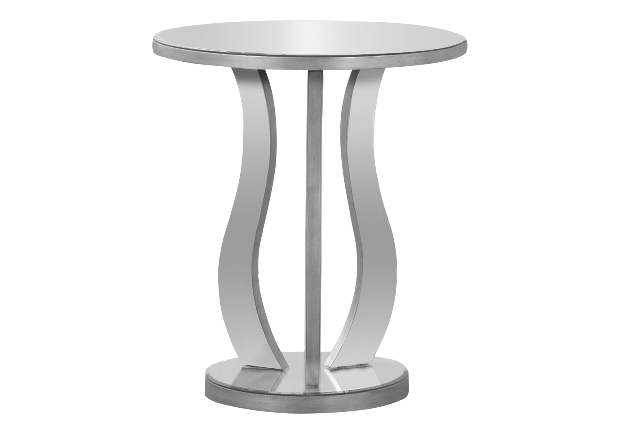 TABLE D'APPOINT - 20"DIA / ARGENT BROSSÉ / MIROIR #I 3726