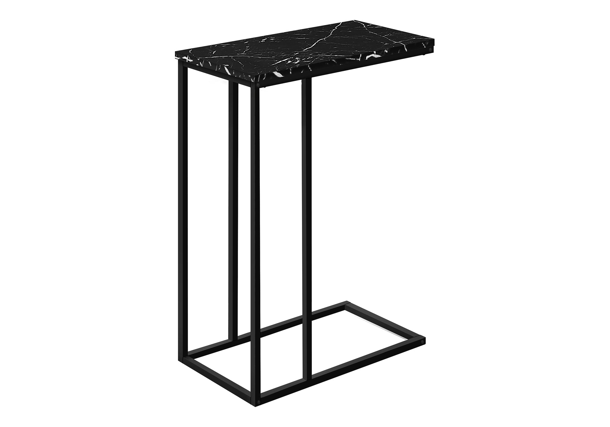 TABLE D'APPOINT - 25"H / MARBRE NOIR / MÉTAL NOIR #I 3763