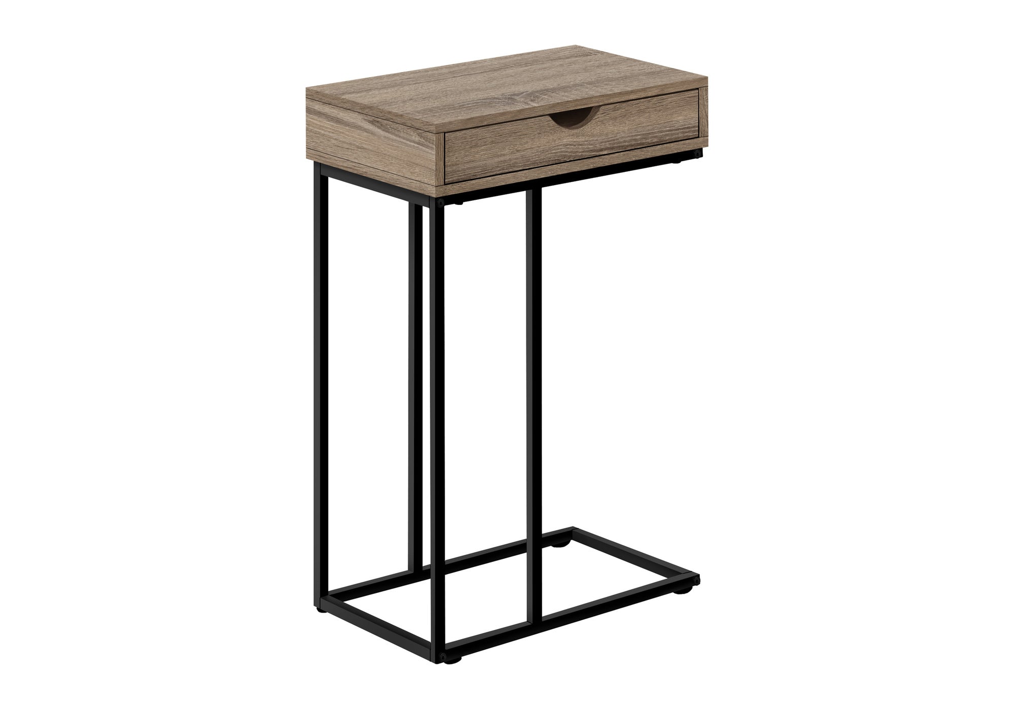 TABLE D'APPOINT - 25"H / TAUPE FONCÉ / MÉTAL NOIR #I 3771