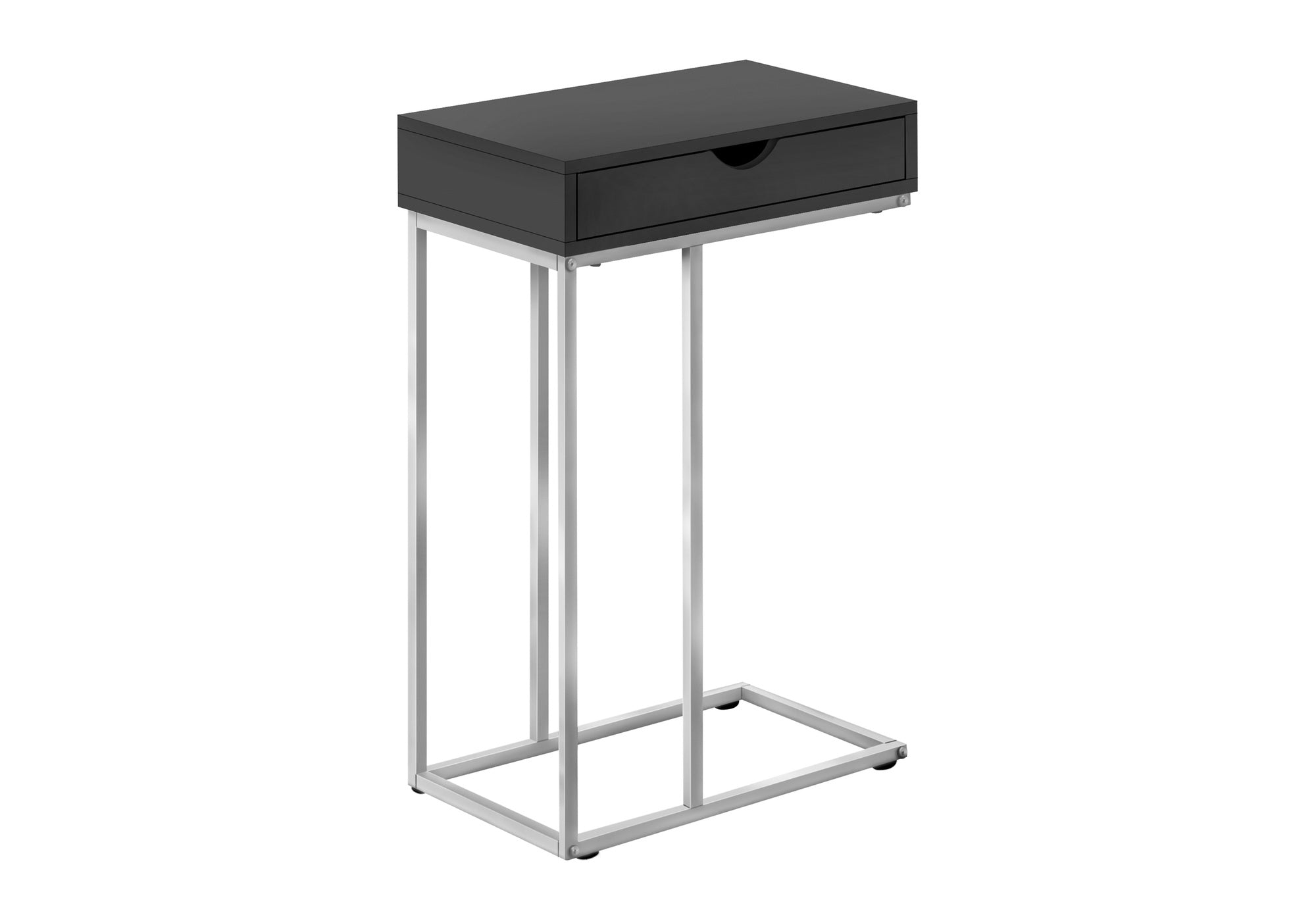 TABLE D'APPOINT - 25"H / NOIR / MÉTAL ARGENT #I 3773