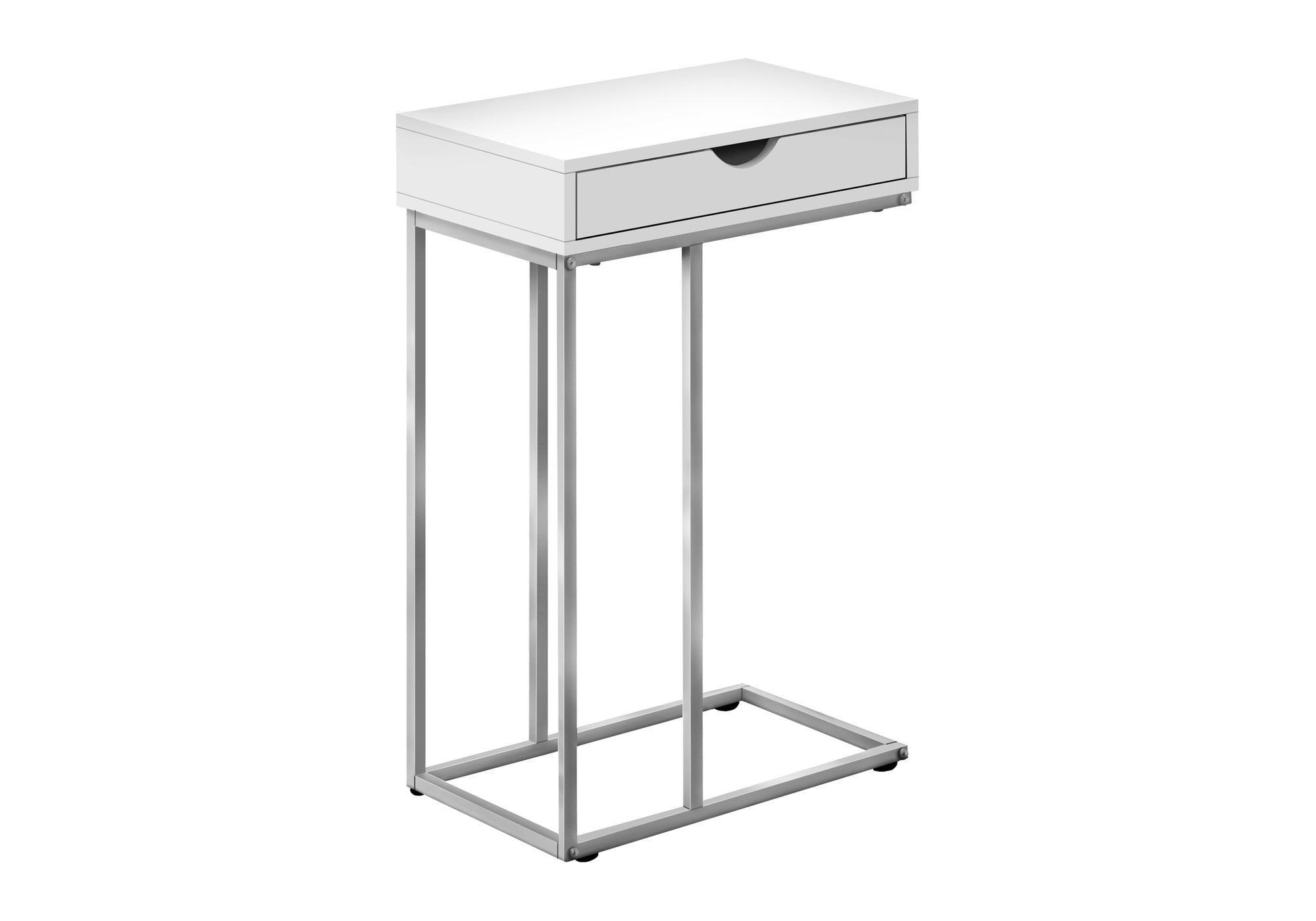 TABLE D'APPOINT - 25"H / BLANC / MÉTAL ARGENT #I 3774