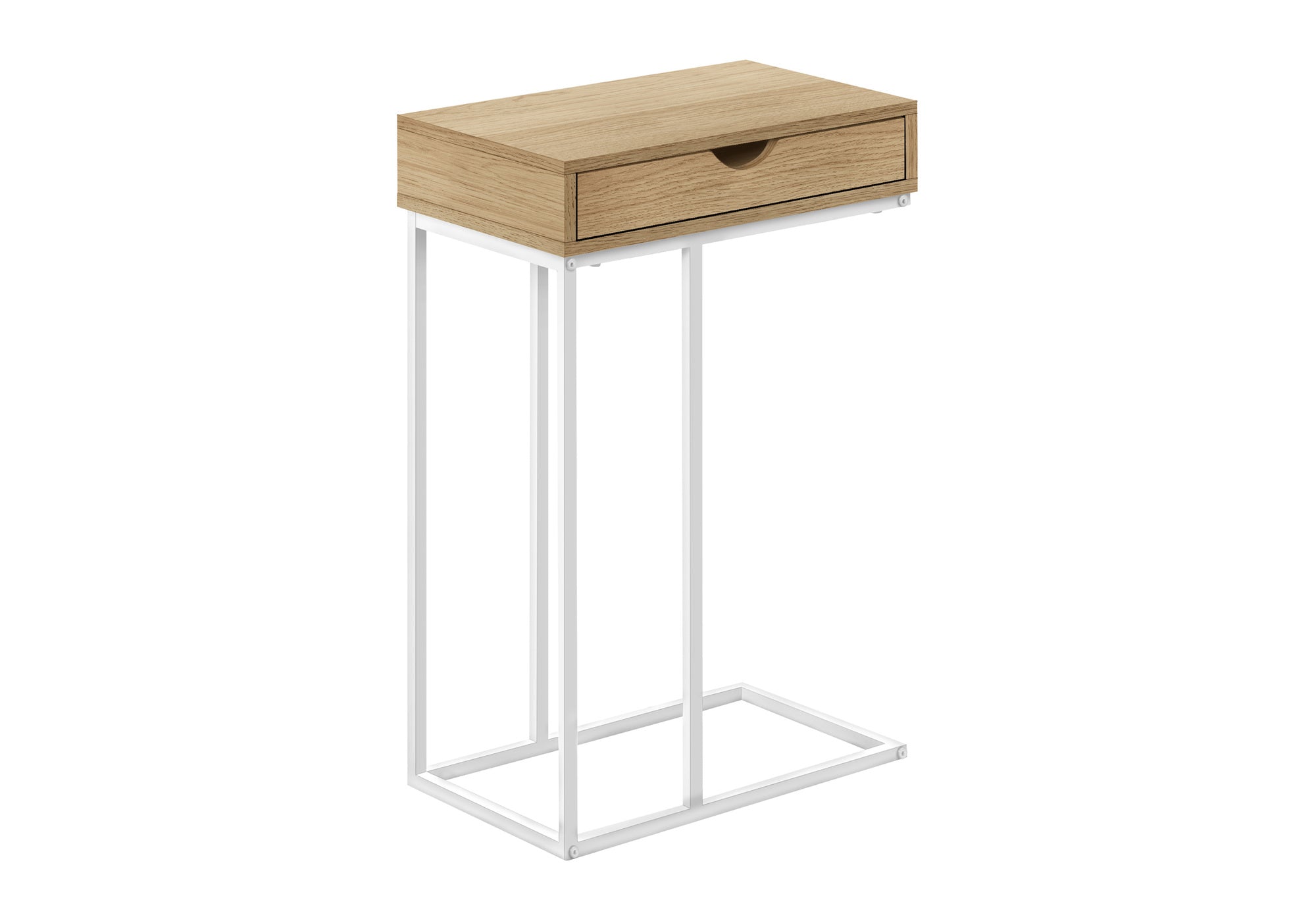 TABLE D'APPOINT - 25"H / NATUREL / MÉTAL BLANC #I 3775