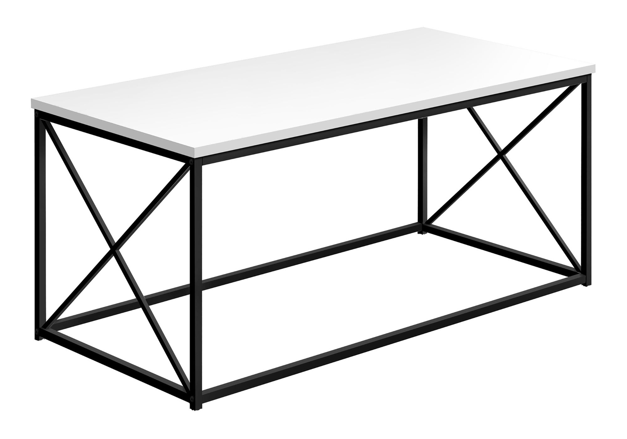 TABLE BASSE - 40"L / BLANC / MÉTAL NOIR # I 3780