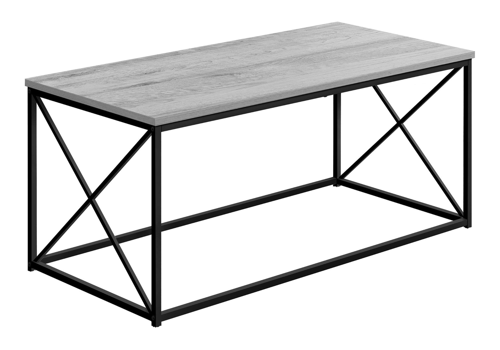 TABLE BASSE - 40"L / GRIS / MÉTAL NOIR # I 3782