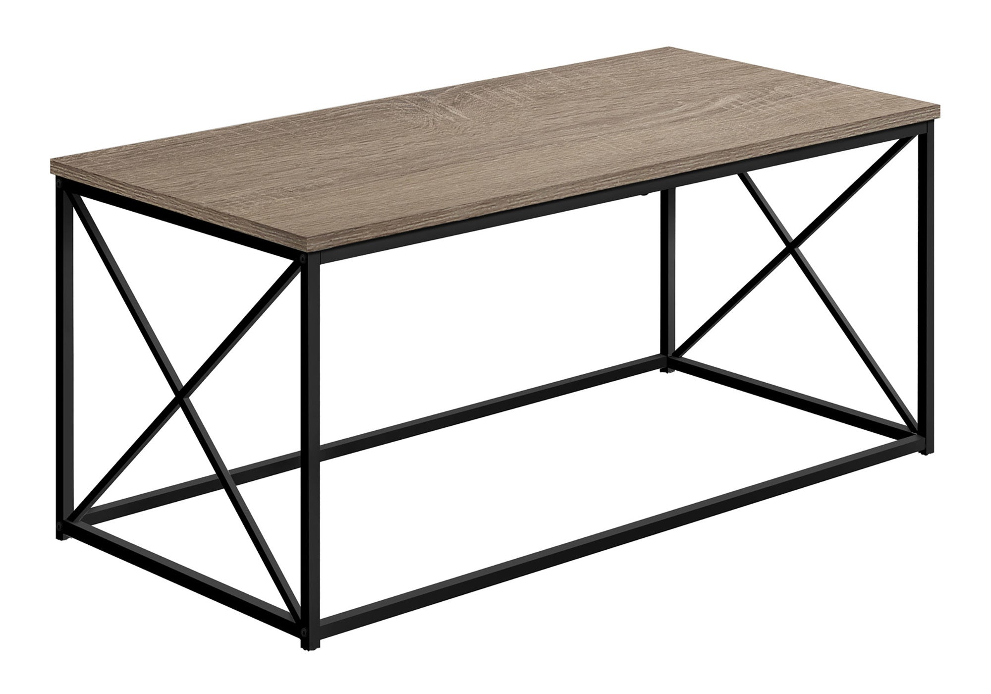 TABLE BASSE - 40"L / TAUPE FONCÉ / MÉTAL NOIR # I 3786