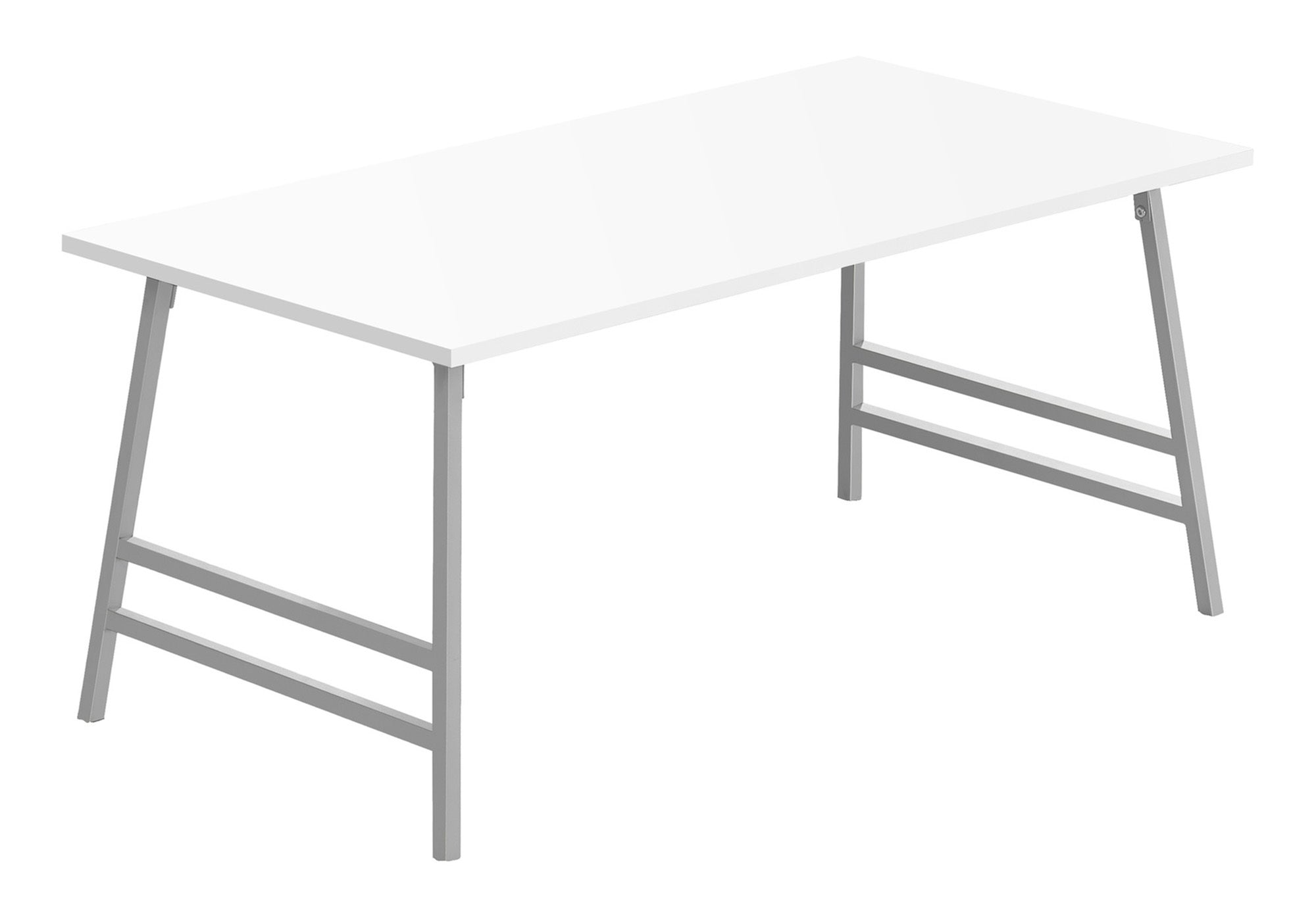 COFFEE TABLE - 40"L / WHITE / SILVER METAL # I 3790