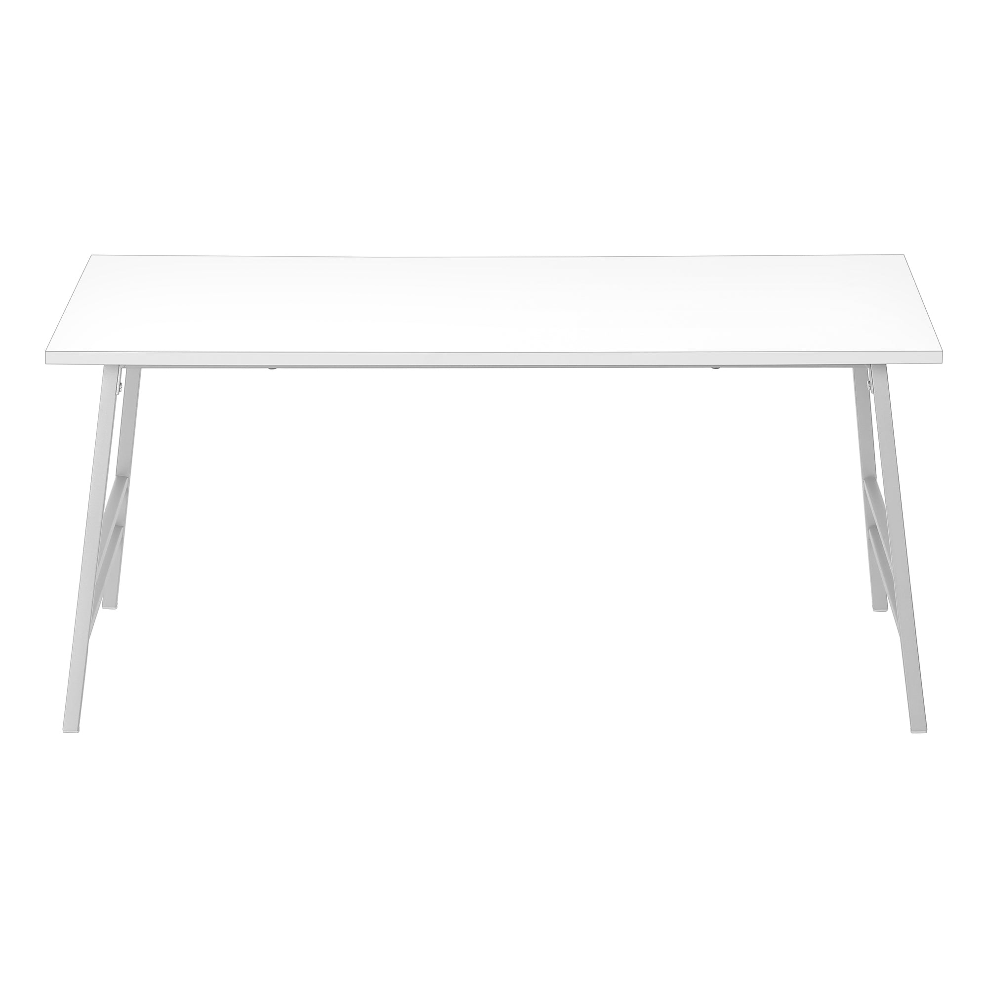 COFFEE TABLE - 40"L / WHITE / SILVER METAL # I 3790