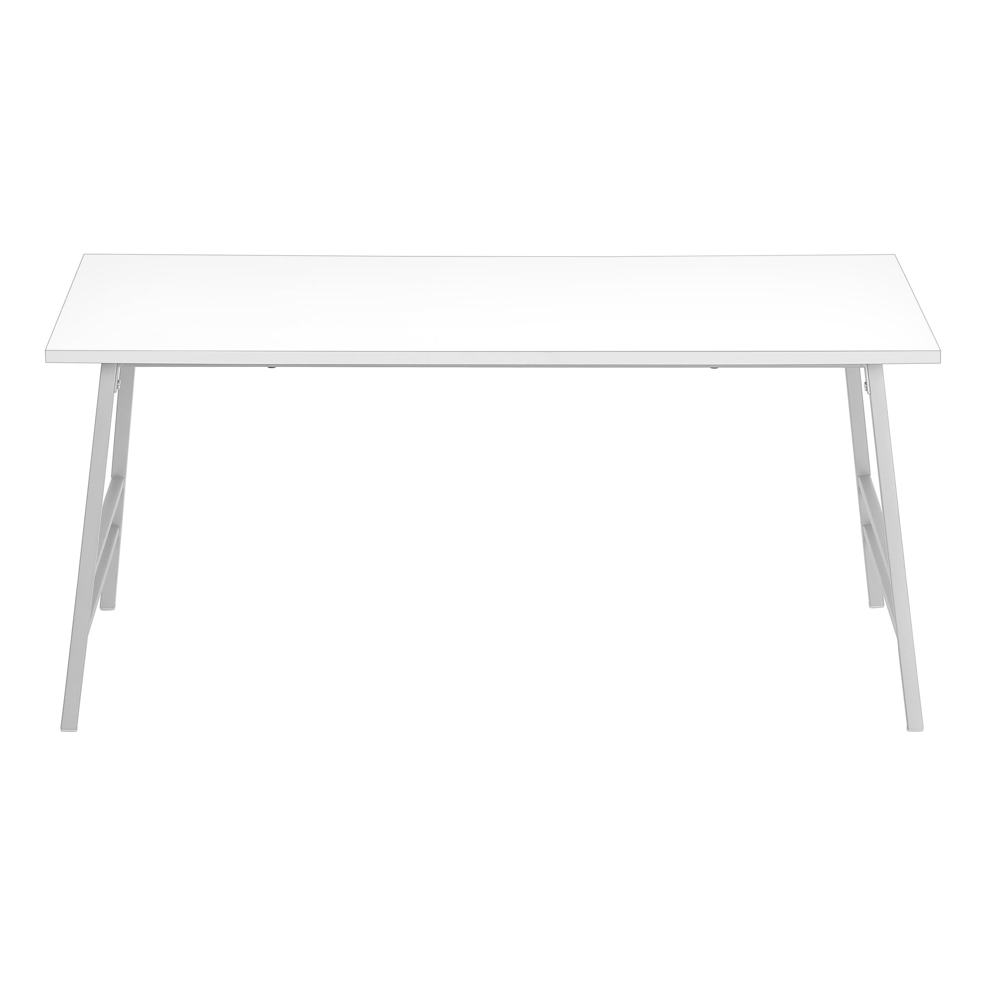 COFFEE TABLE - 40"L / WHITE / SILVER METAL # I 3790