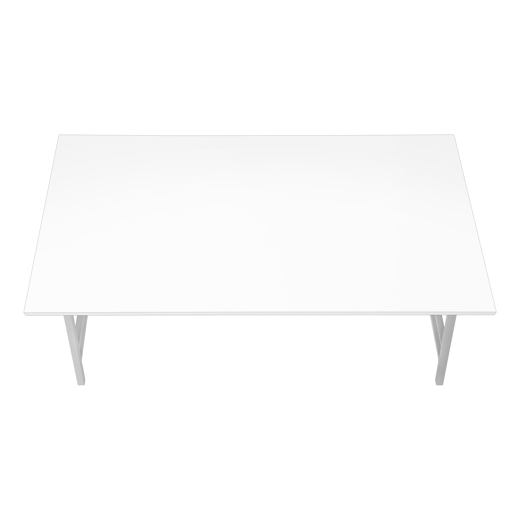 TABLE BASSE - 40"L / BLANC / MÉTAL ARGENT # I 3790