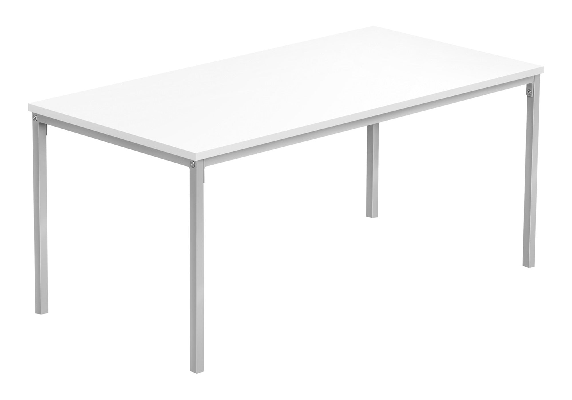 TABLE BASSE - 40"L / BLANC / MÉTAL ARGENT # I 3795