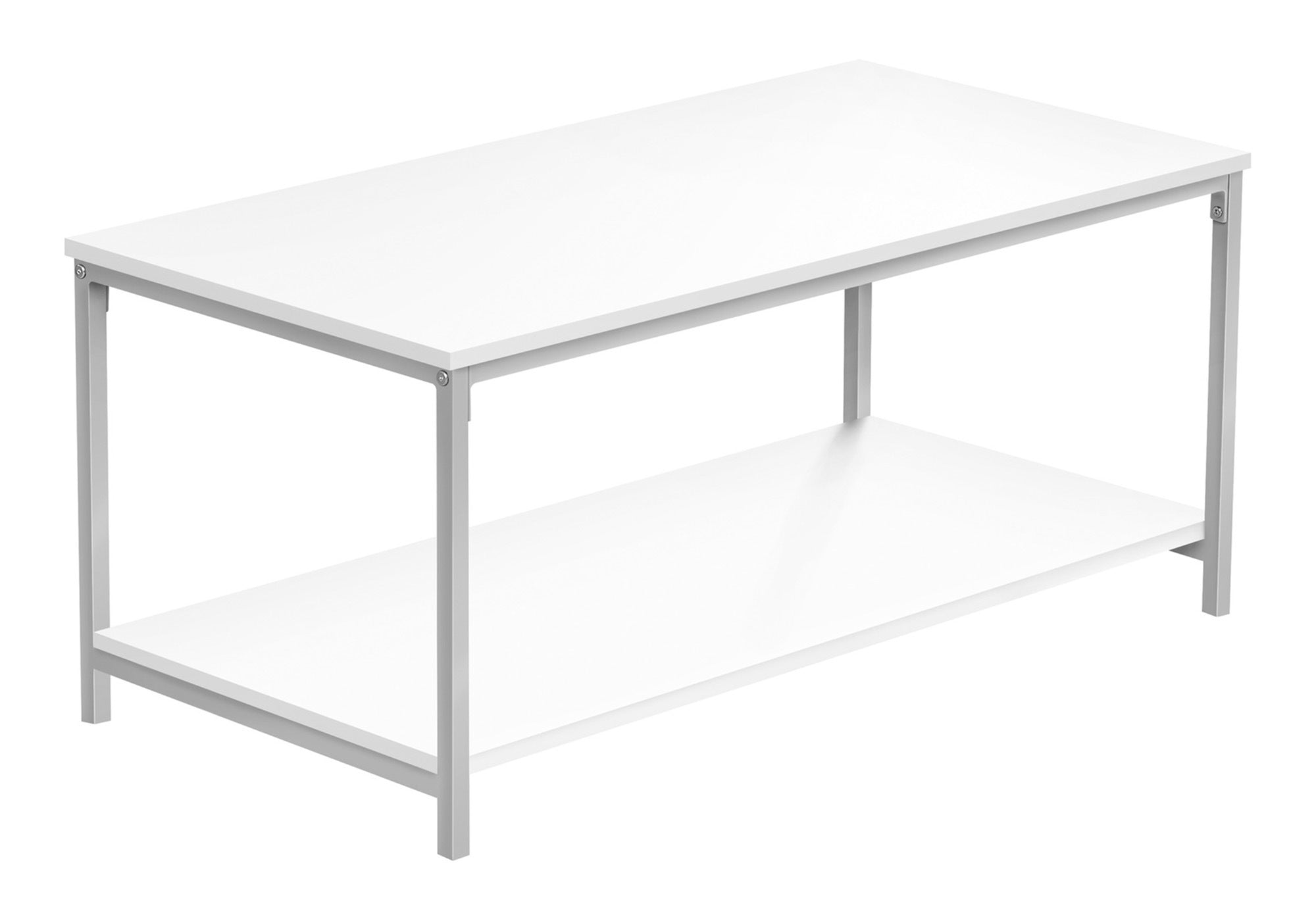 COFFEE TABLE - 40"L / WHITE / SILVER METAL # I 3800