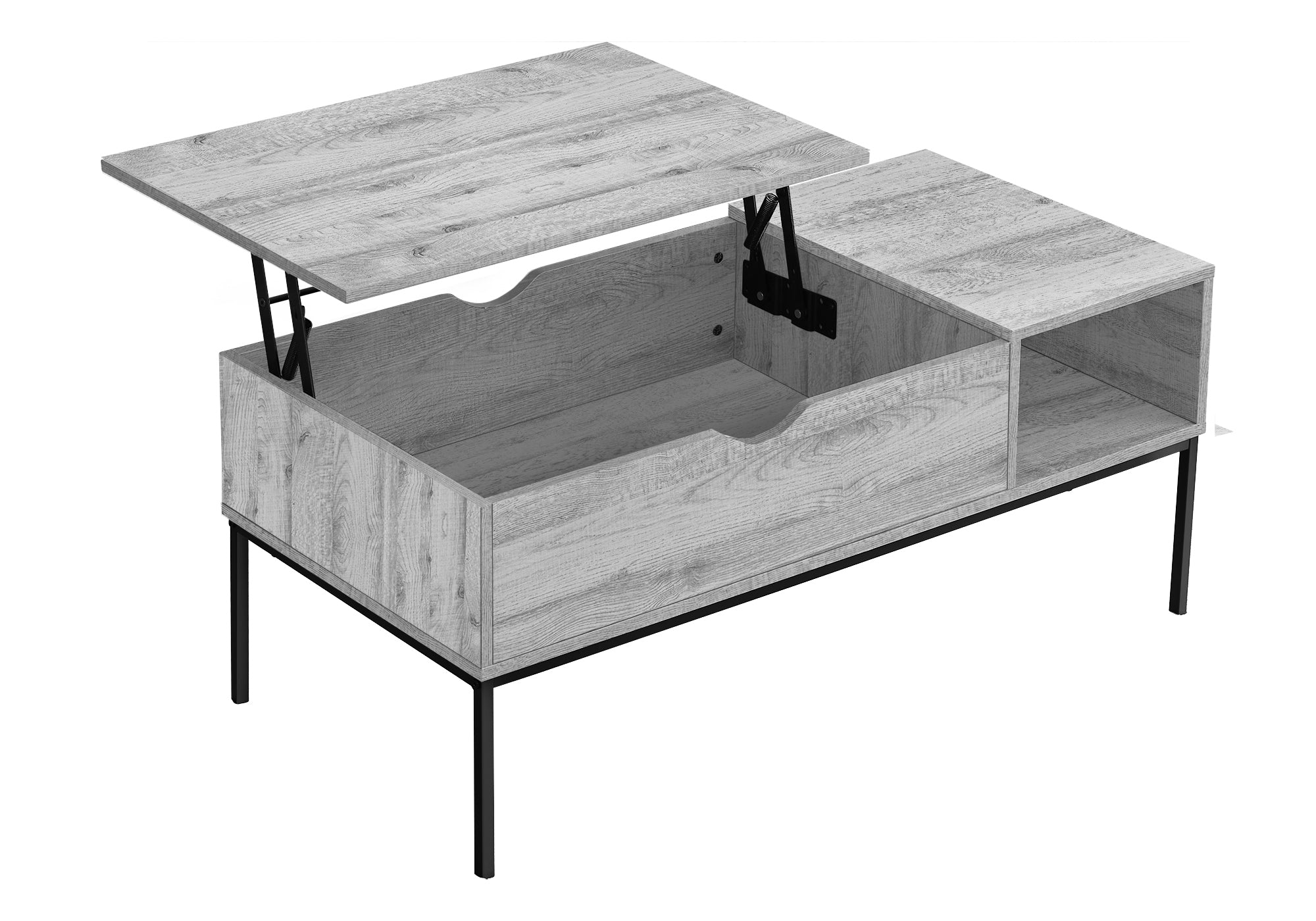 COFFEE TABLE - 42"L / LIFT-TOP GREY / BLACK METAL # I 3805