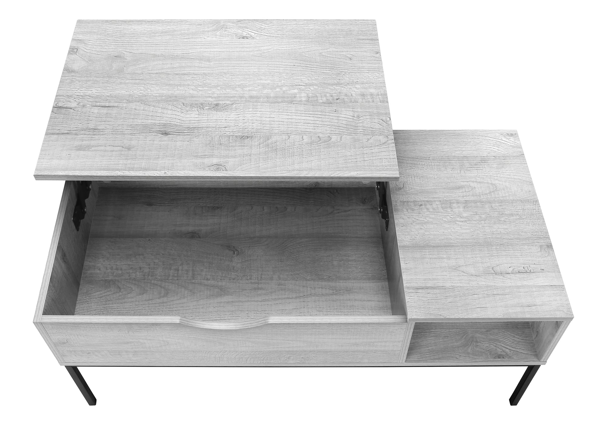 COFFEE TABLE - 42"L / LIFT-TOP GREY / BLACK METAL # I 3805