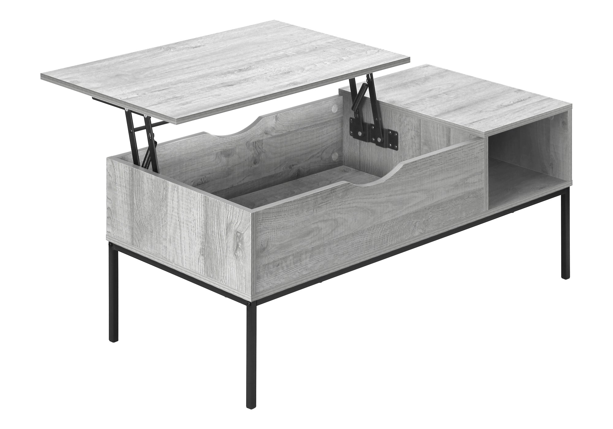 COFFEE TABLE - 42"L / LIFT-TOP GREY / BLACK METAL # I 3805