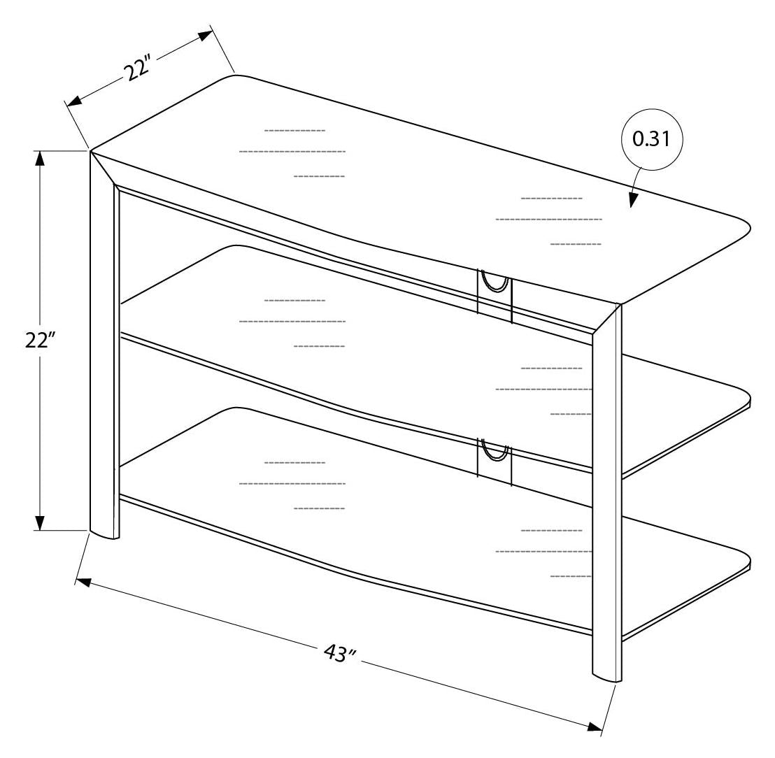 TV STAND - CHROME METAL / BLACK TEMPERED GLASS # I 2038