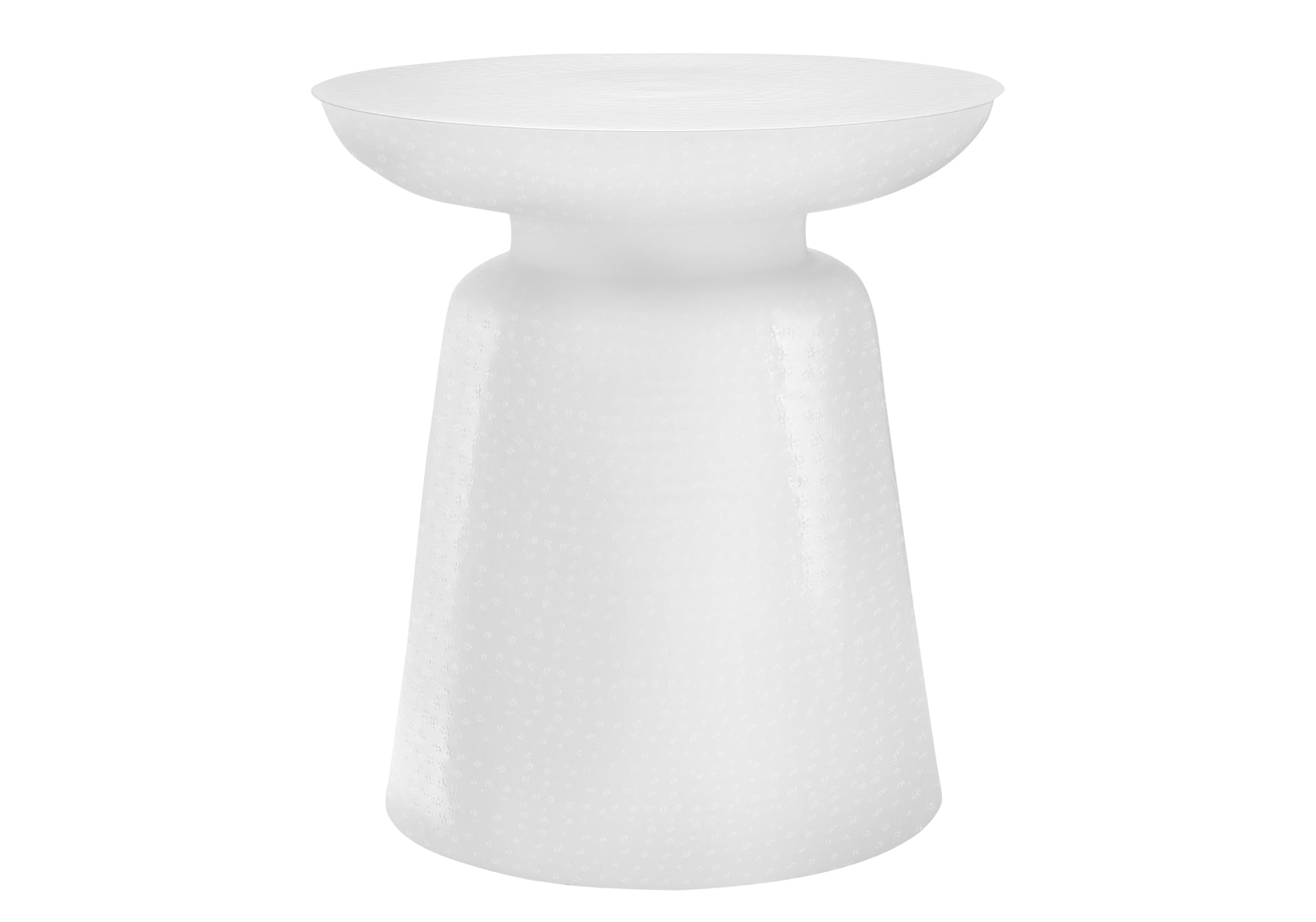 TABLE D'APPOINT - 22"H / EXTRÉMITÉ DE TAMBOUR EN MÉTAL TEXTURÉ BLANC #I 3917