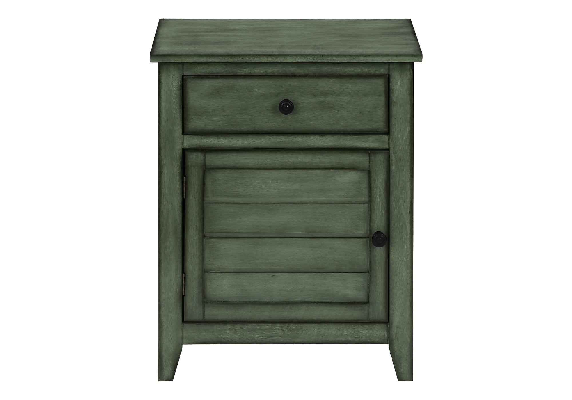 NIGHTSTAND - 25"H / ANTIQUE GREEN VENEER END TABLE #I 3948