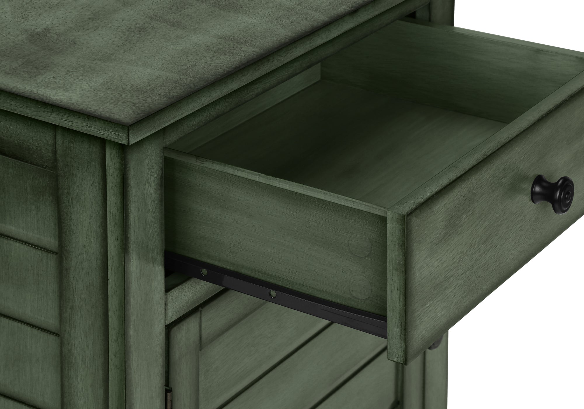 NIGHTSTAND - 25"H / ANTIQUE GREEN VENEER END TABLE #I 3948