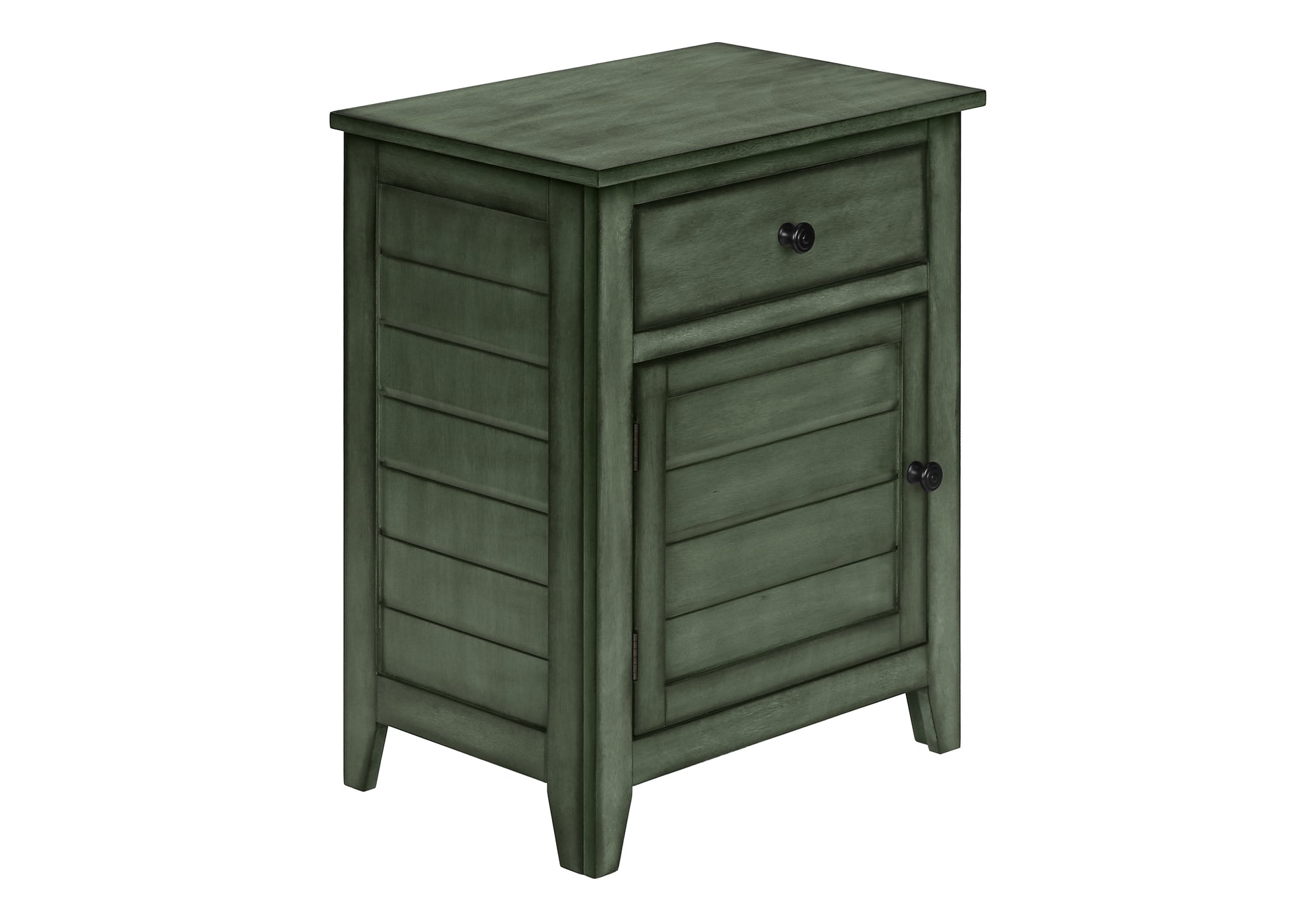 NIGHTSTAND - 25"H / ANTIQUE GREEN VENEER END TABLE #I 3948