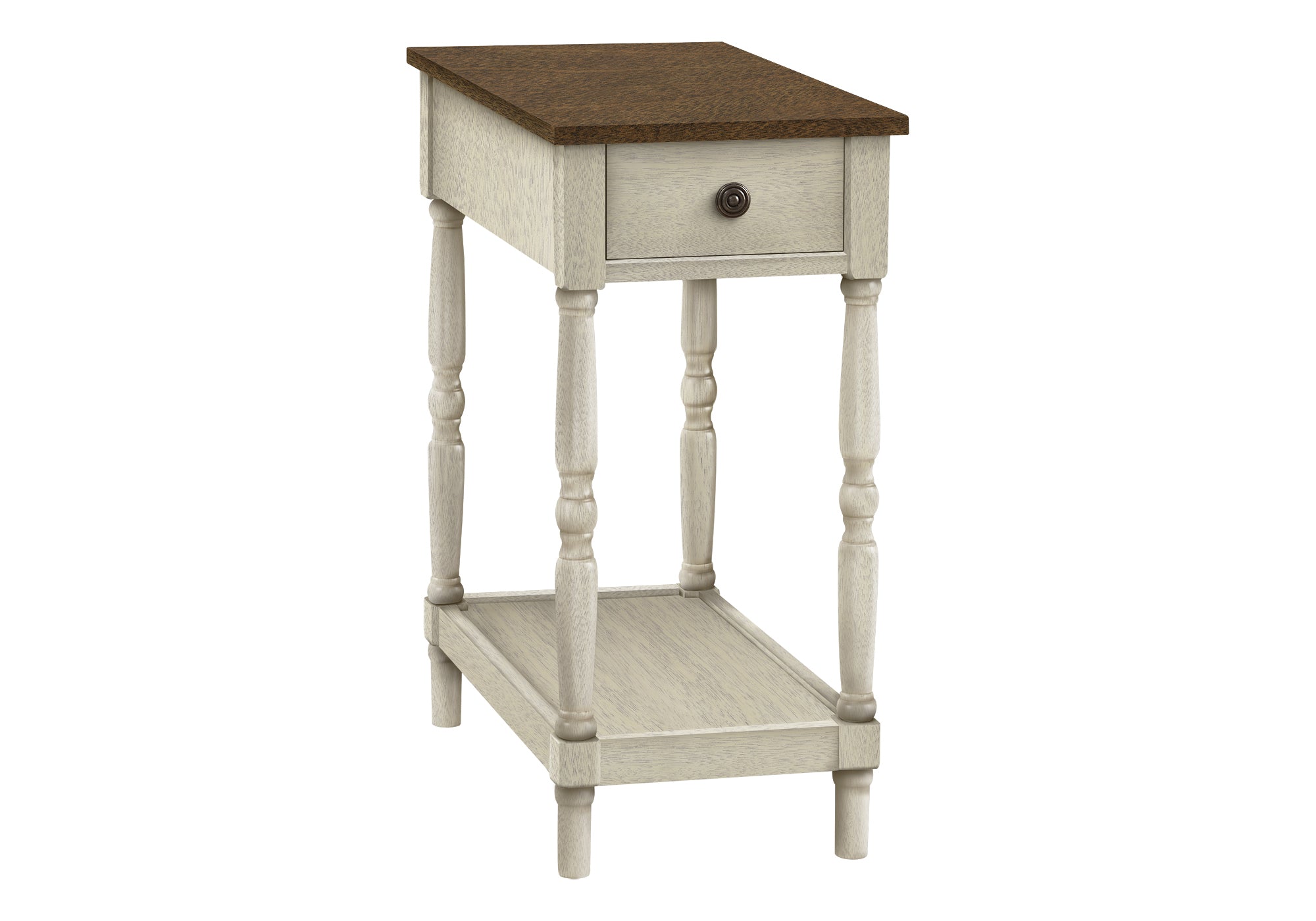 NIGHTSTAND - 24"H / ANTIQUE WHITE / ESPRESSO VENEER #I 3958