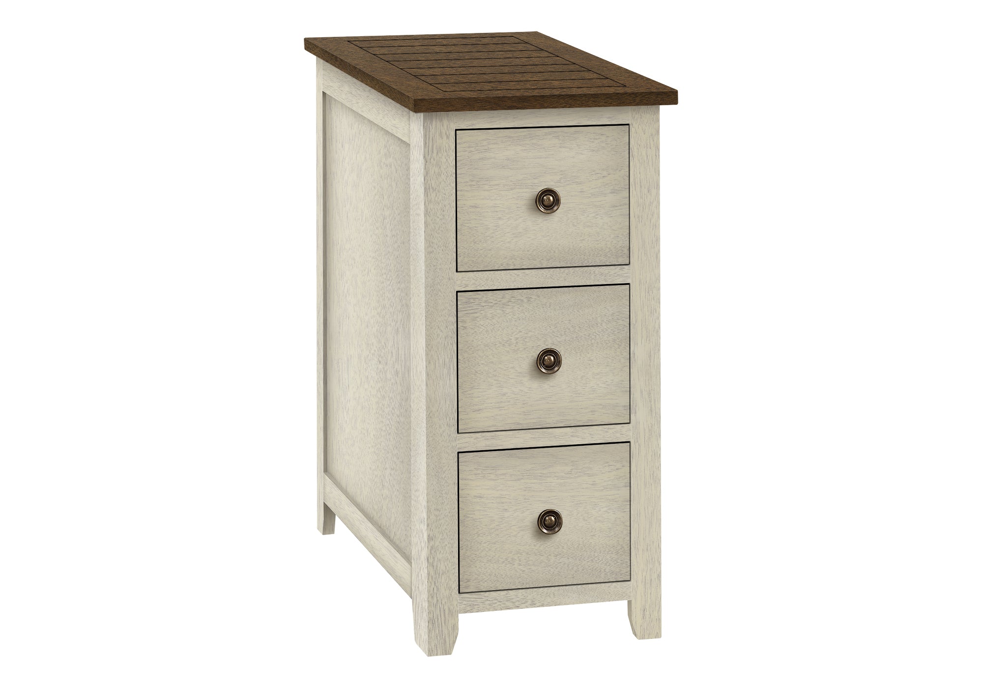 NIGHTSTAND - 24"H / ANTIQUE WHITE / ESPRESSO VENEER #I 3960