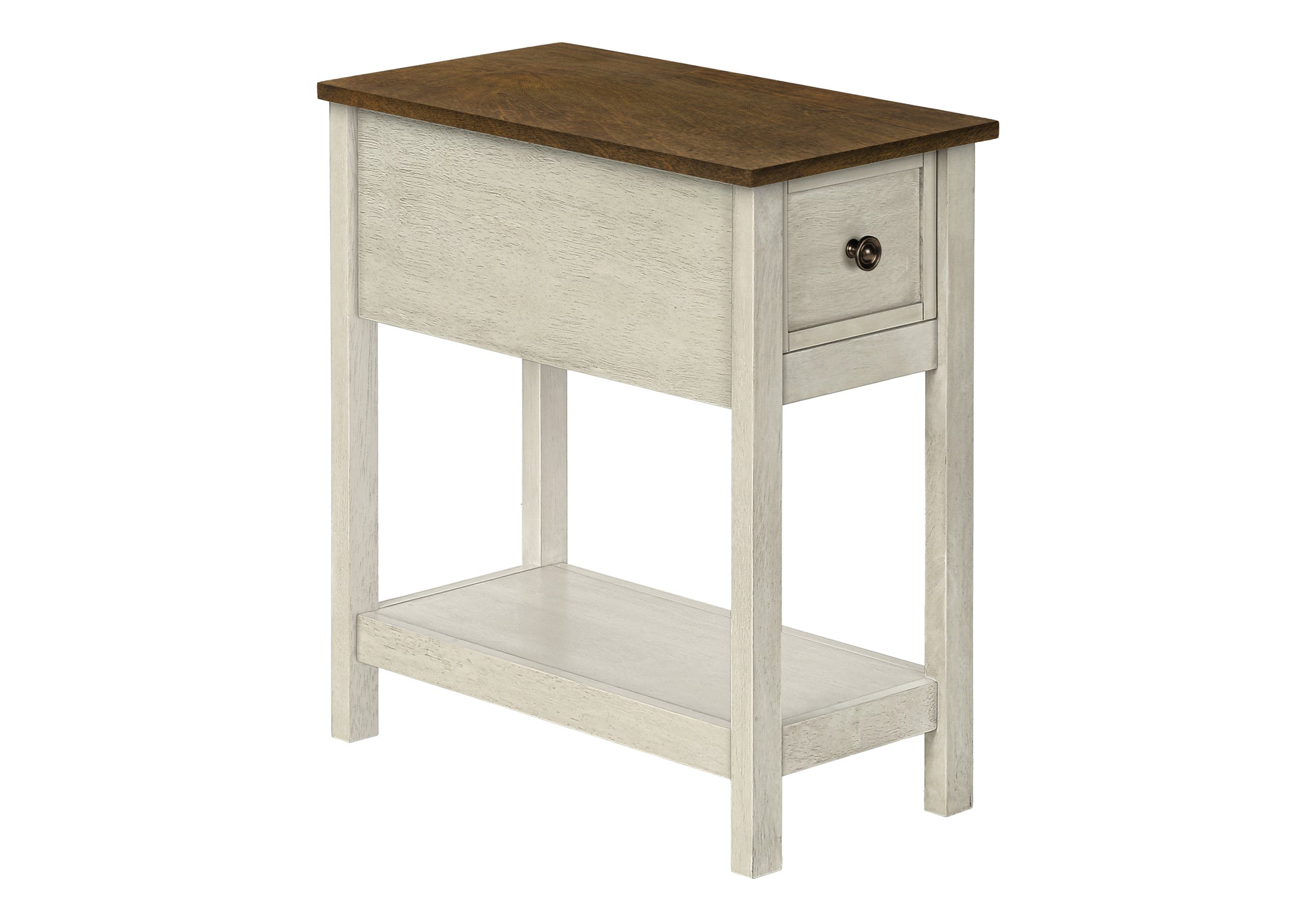 NIGHTSTAND - 24"H / ANTIQUE WHITE / ESPRESSO VENEER #I 3962