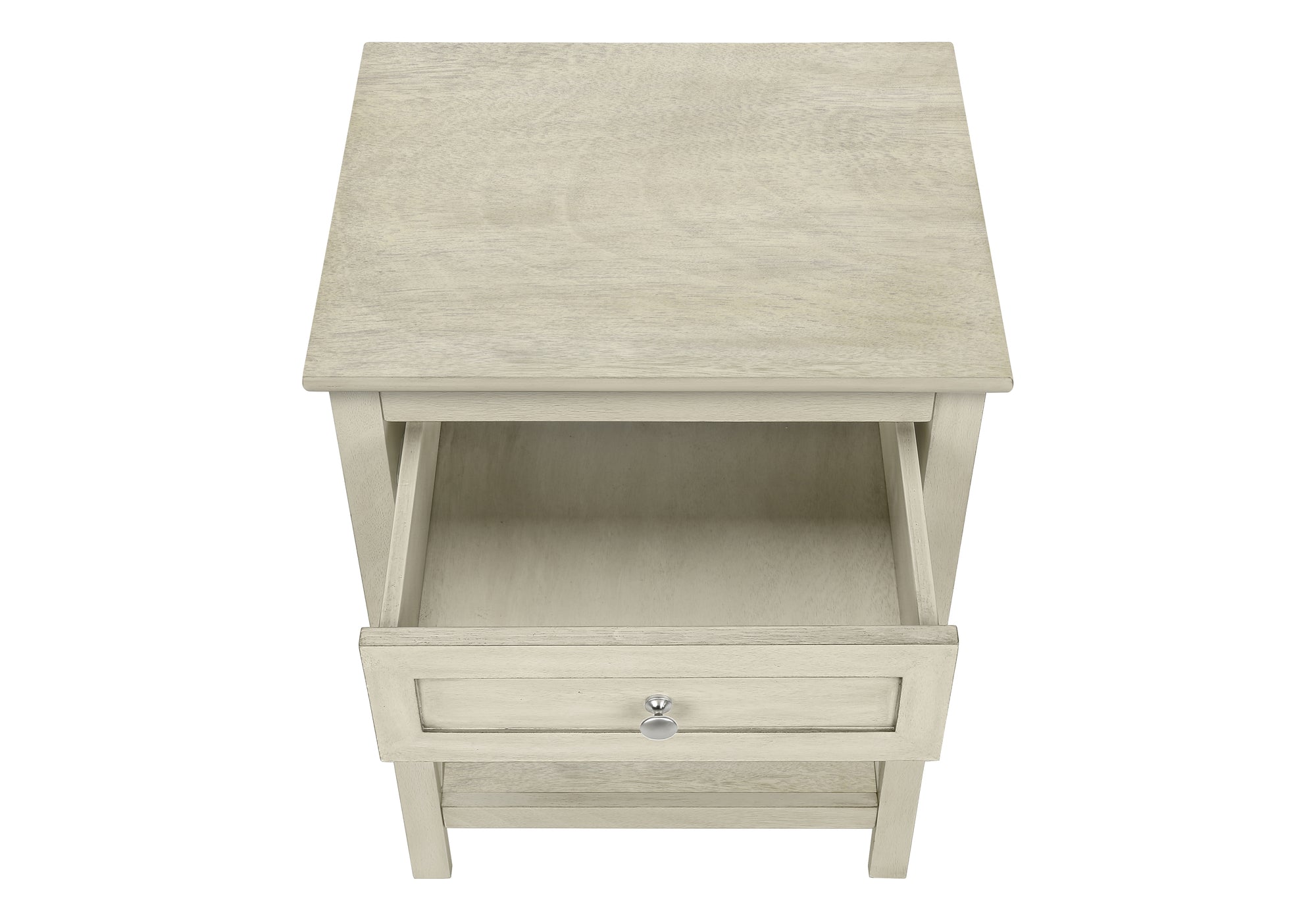 NIGHTSTAND - 25"H / ANTIQUE WHITE VENEER END TABLE #I 3984