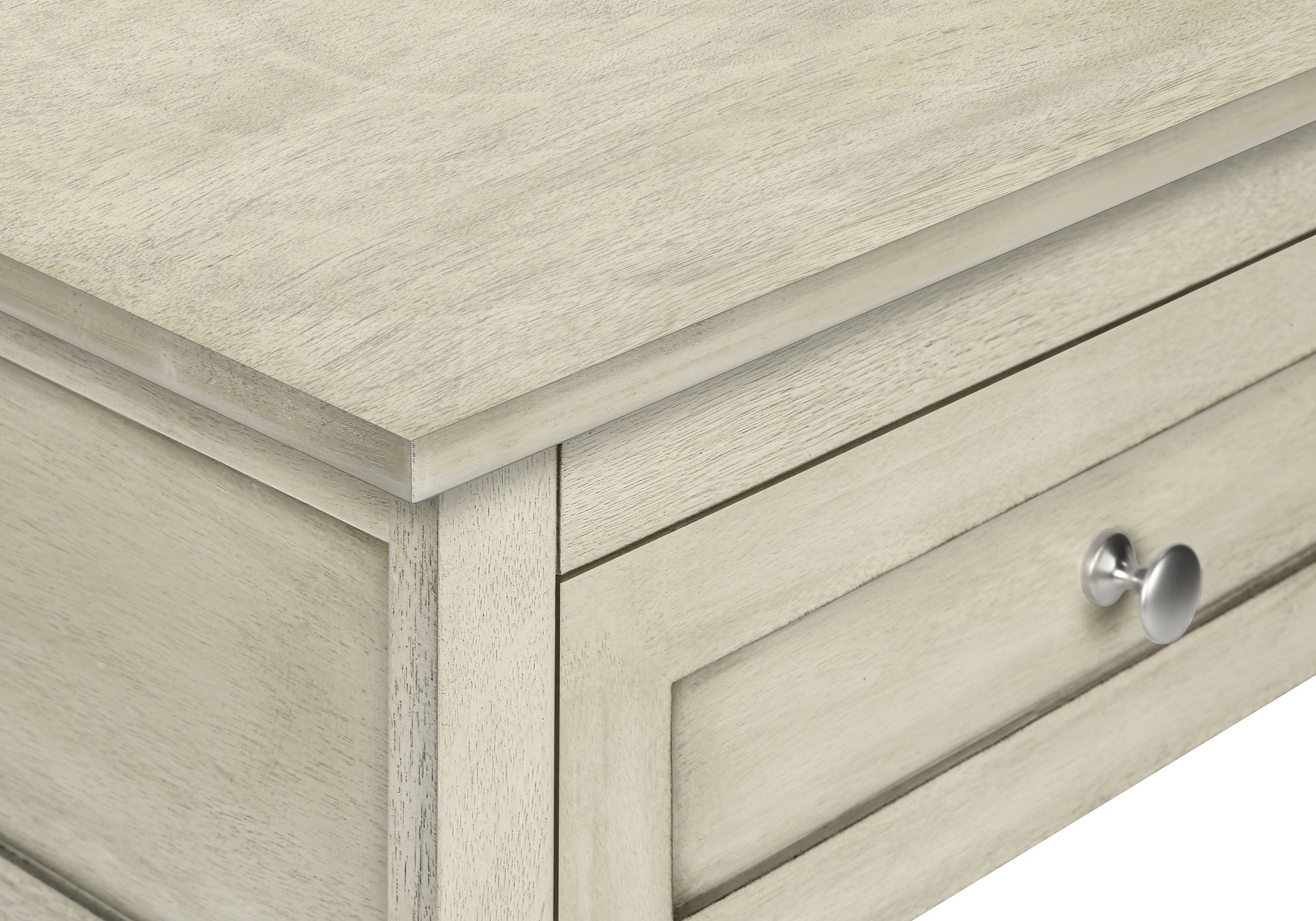 NIGHTSTAND - 25"H / ANTIQUE WHITE VENEER END TABLE #I 3984